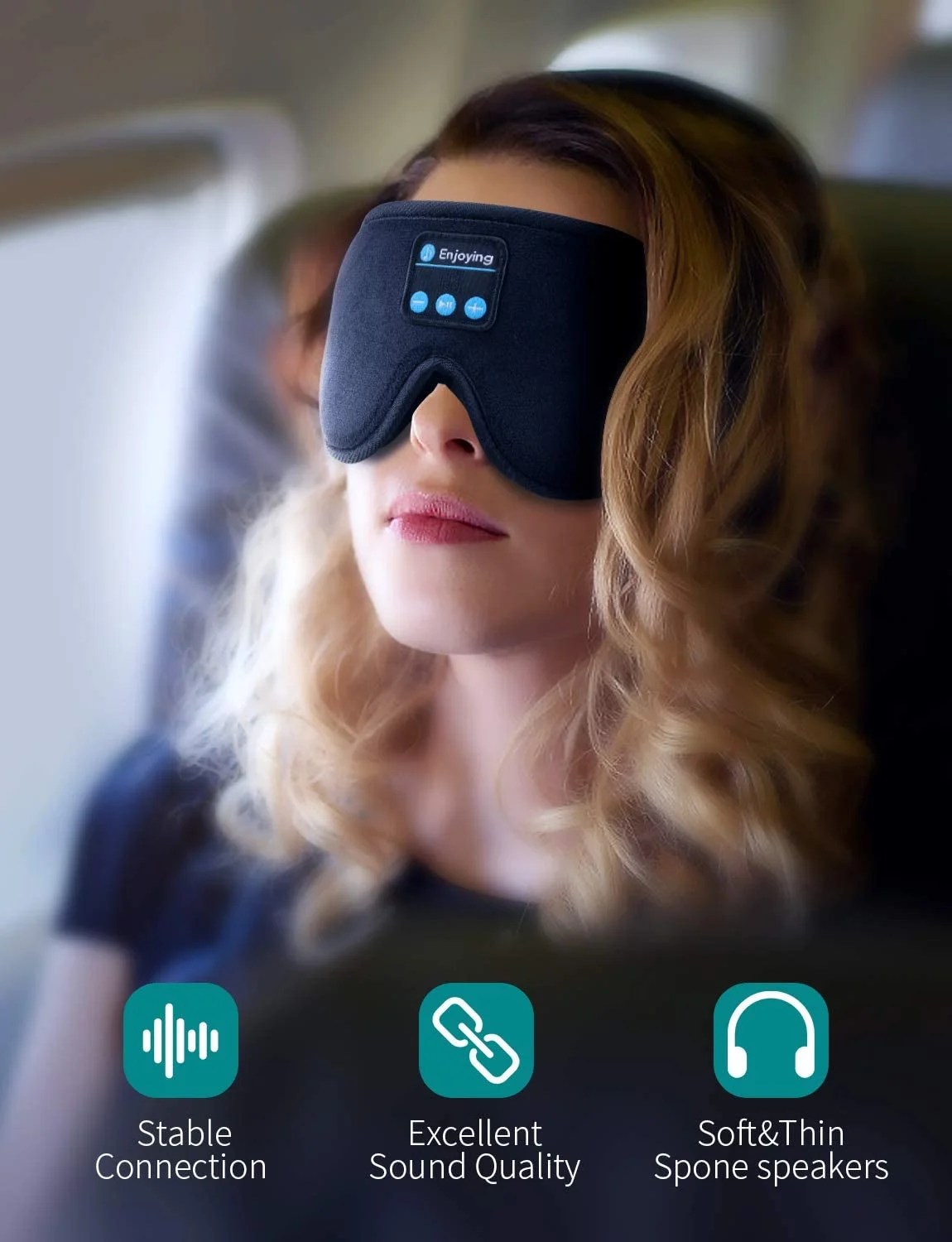 Sleep Headset, 3D Sleep Mask Bluetooth 5.0 Wireless Music Eye Mask
