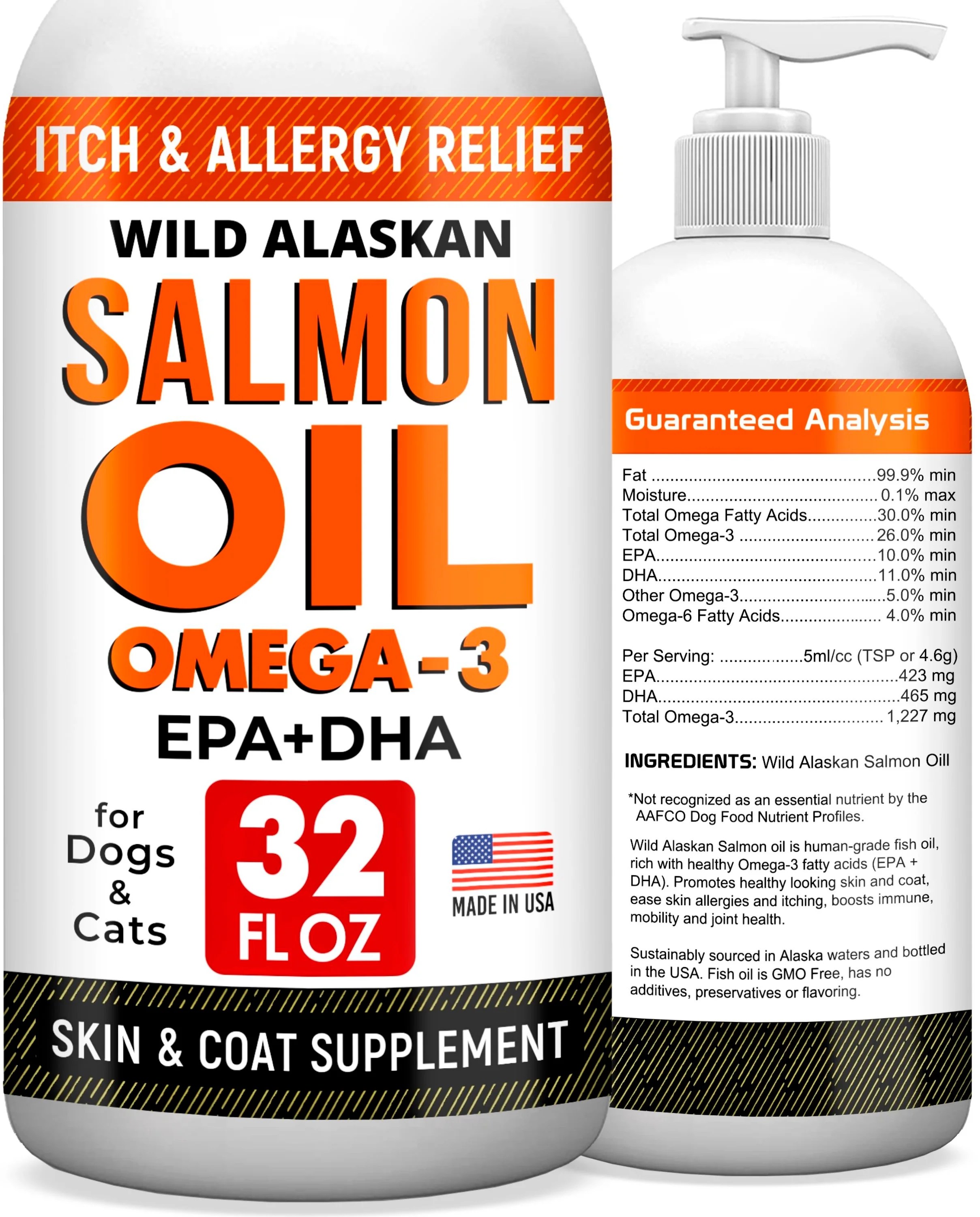 Salmon Oil Omega 3 for Dogs 32oz Fish Oil for Pets Joint Health Allergy Relief Itch
