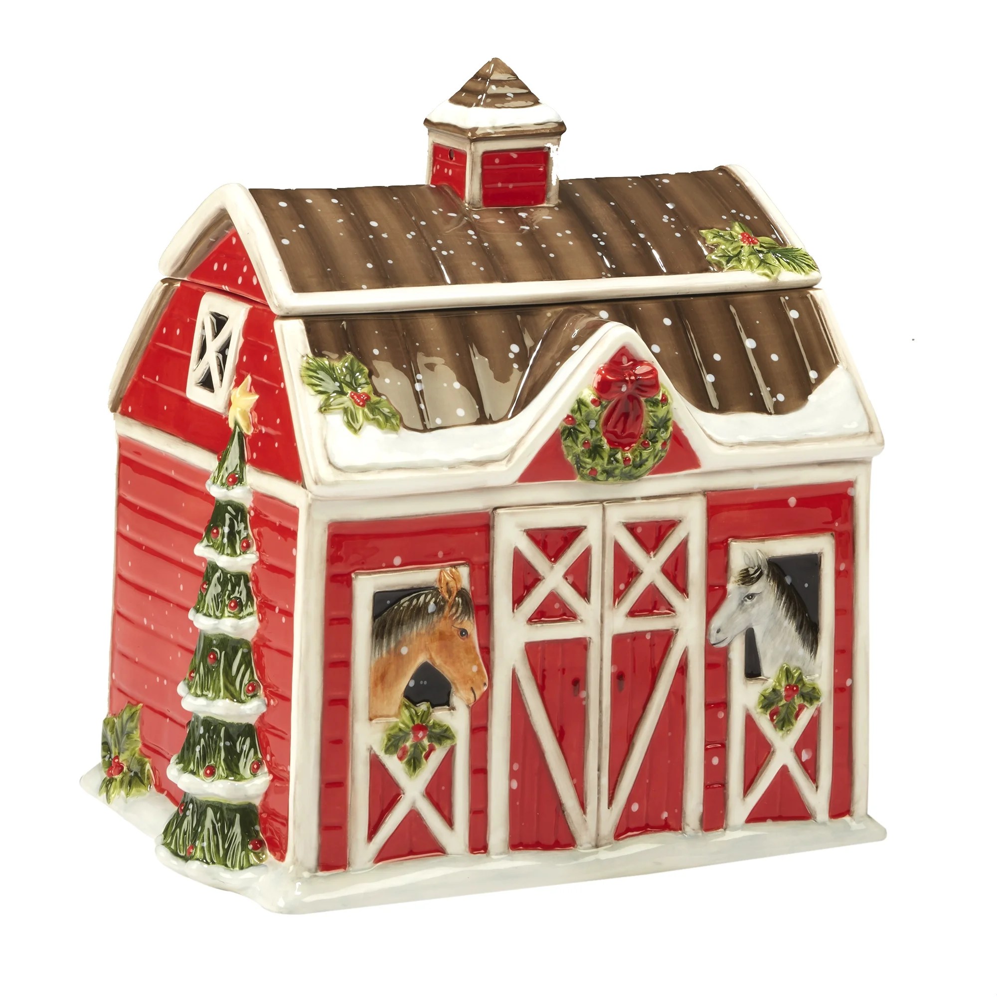 Christmas on the Farm 3D Barn Cookie Jar 10"