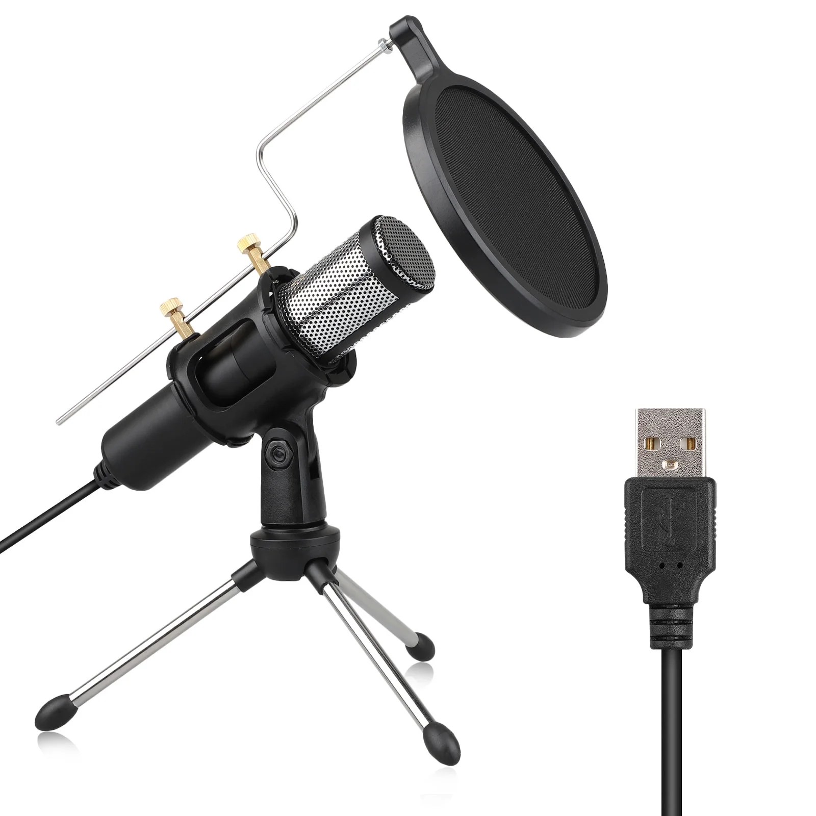 Recording Condenser Microphone, Plug & Play Home Studio USB Computer