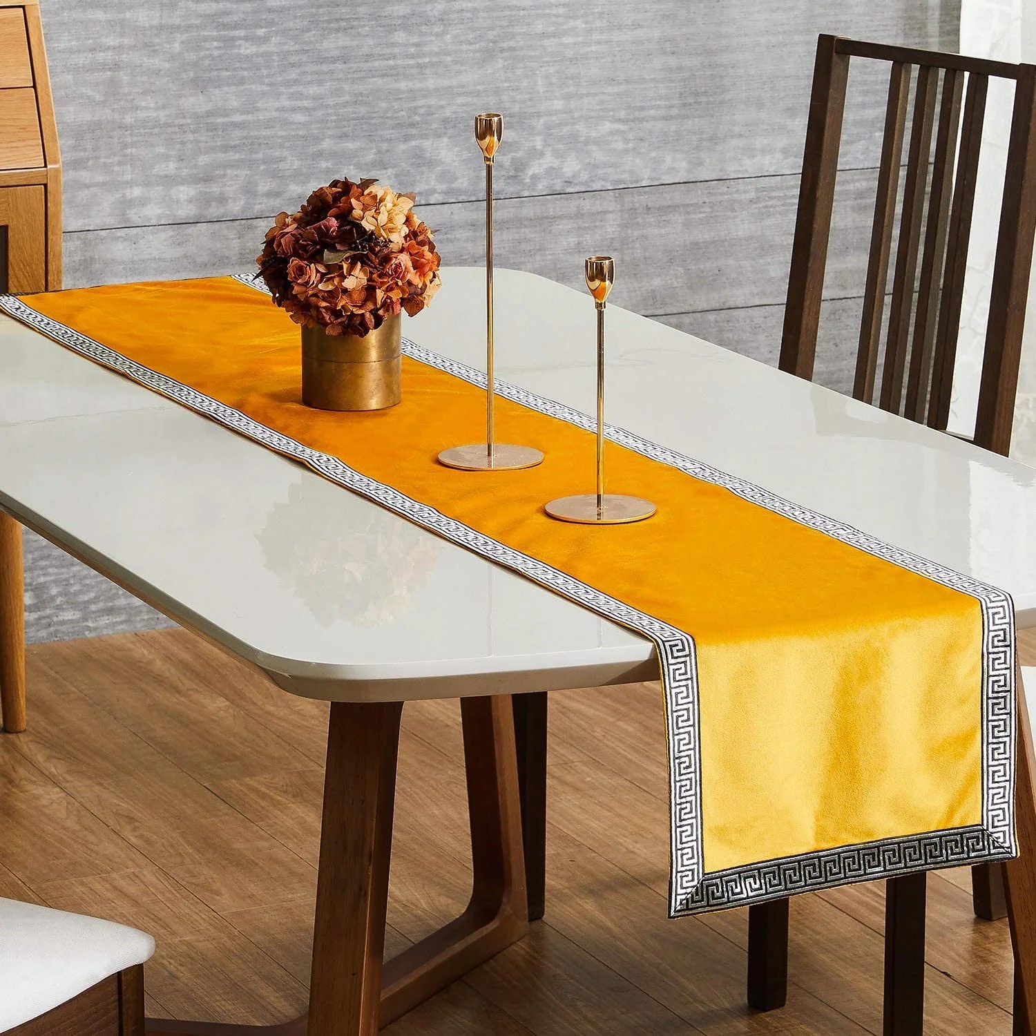 HTWW Dining Table Runner 72 Inches, Luxury Soft Velvet Coffee Table