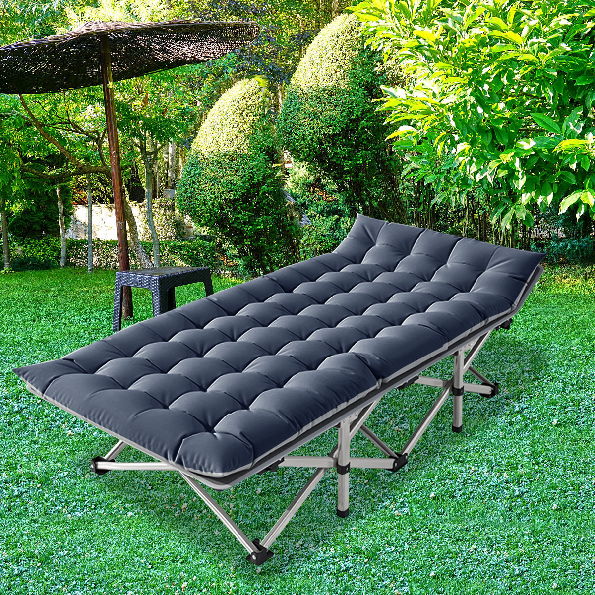Lilypelle Folding Camping Cot with Thick Mattress, Double Layer Oxford