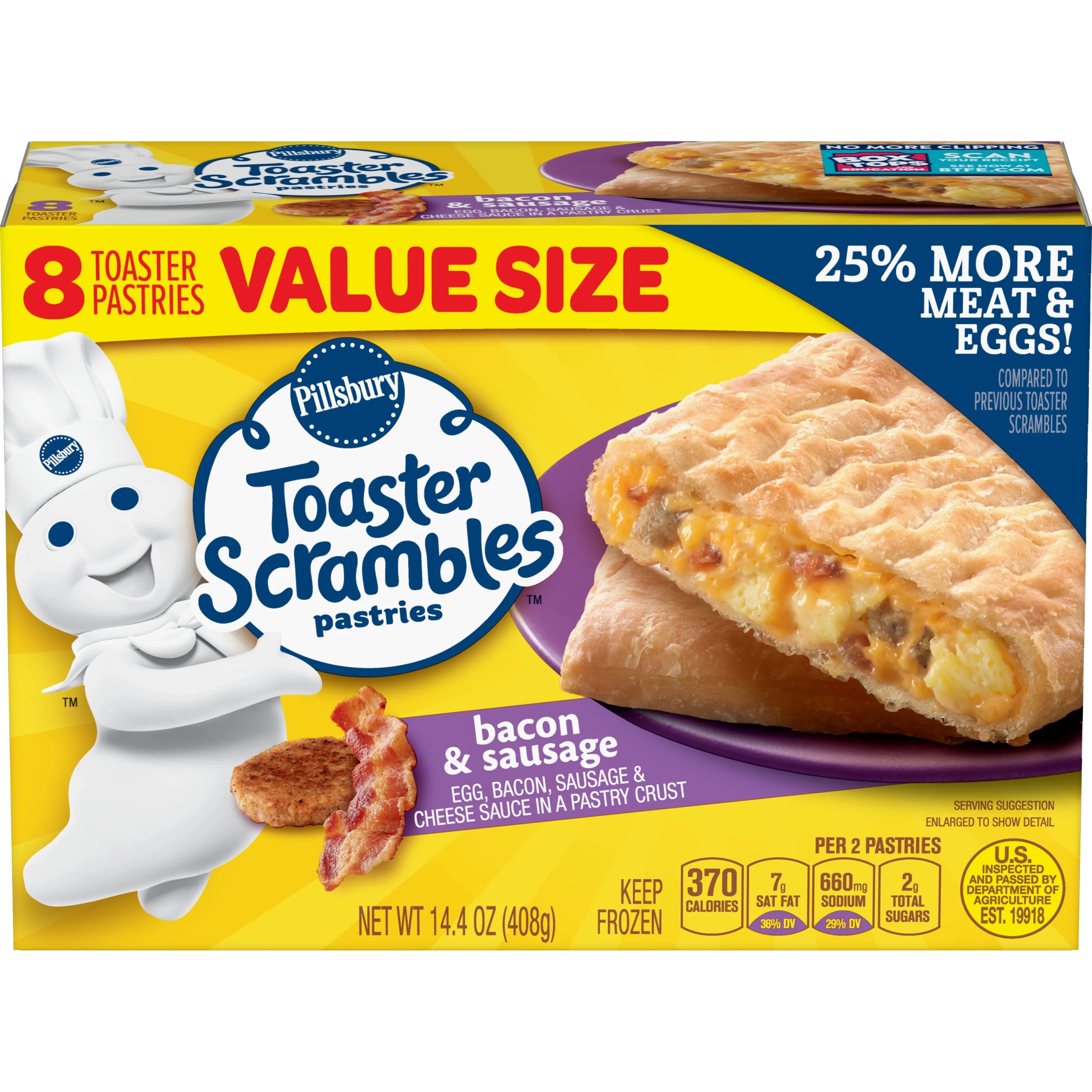 Pillsbury Toaster Scrambles Bacon & Sausage Frozen Breakfast 14.4 oz