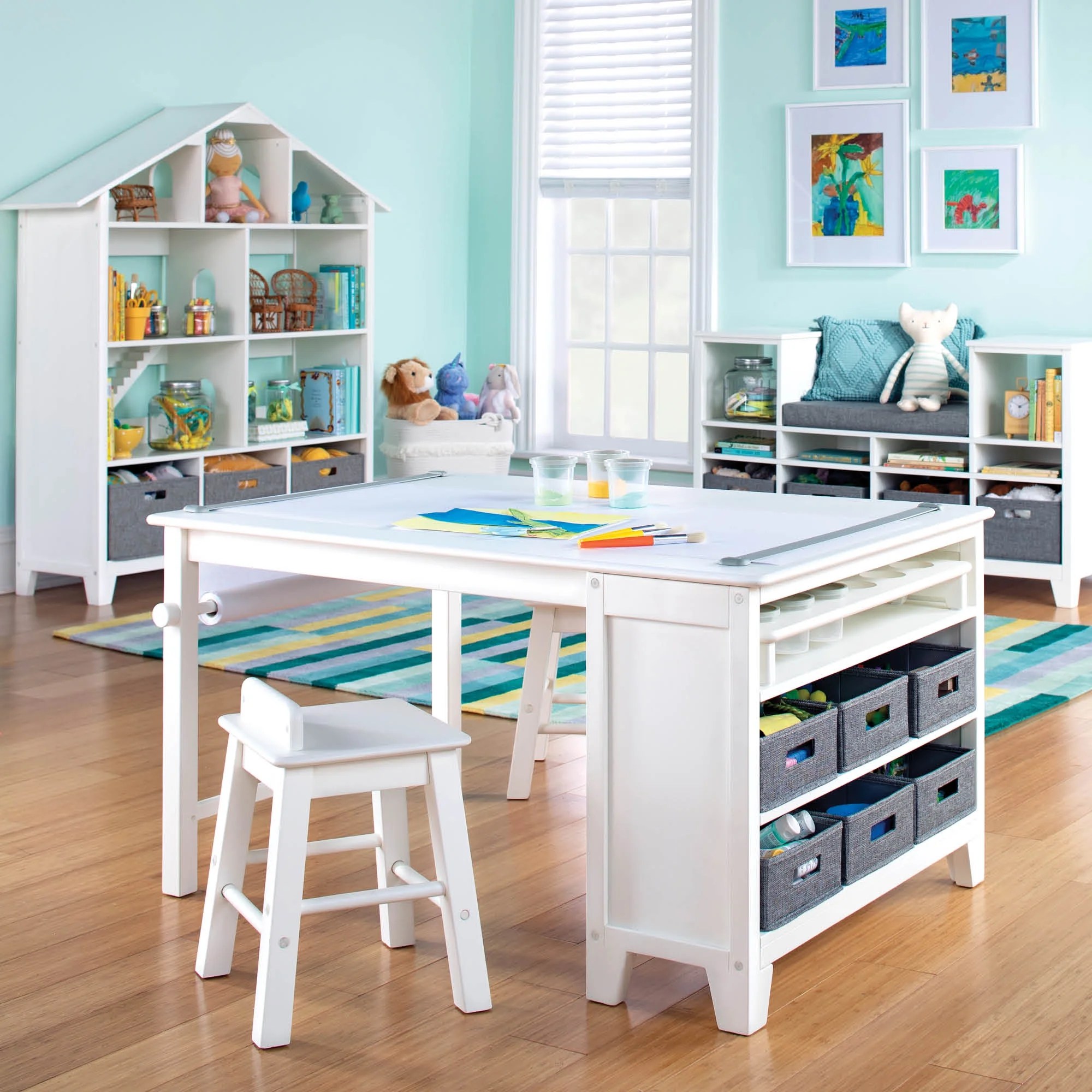 Martha Stewart Living and Learning Kids' Art Table and Stool Set (White