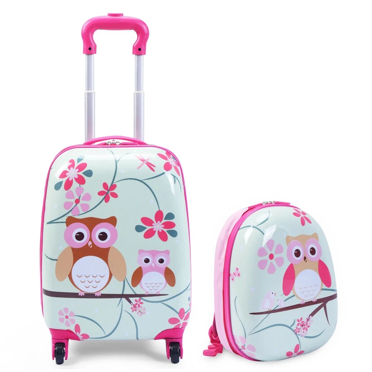 Costway 2Pc 12'' 16'' Kids Luggage Set Suitcase Backpack School Travel