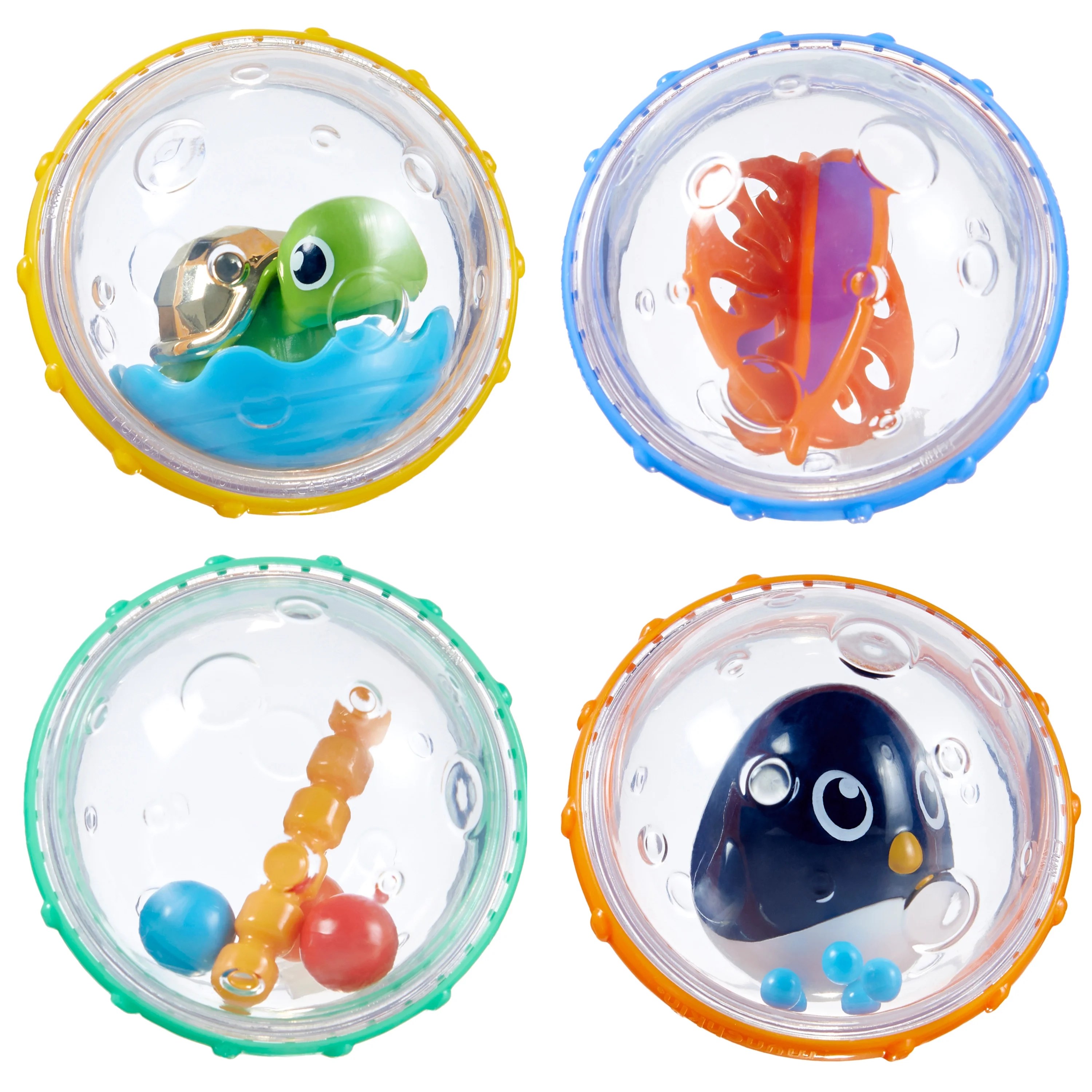 Munchkin Float and Play Bubbles Bath Toy, Penguin/Turtle, 4 Pack
