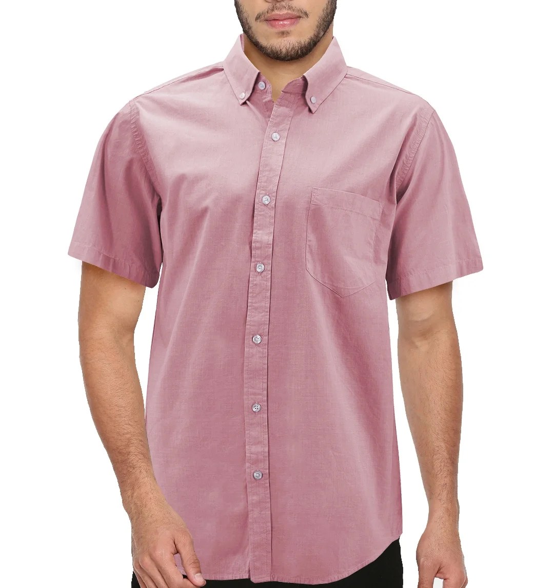 VKWEAR Men’s Cotton Casual Short Sleeve Classic Collared Plaid Button