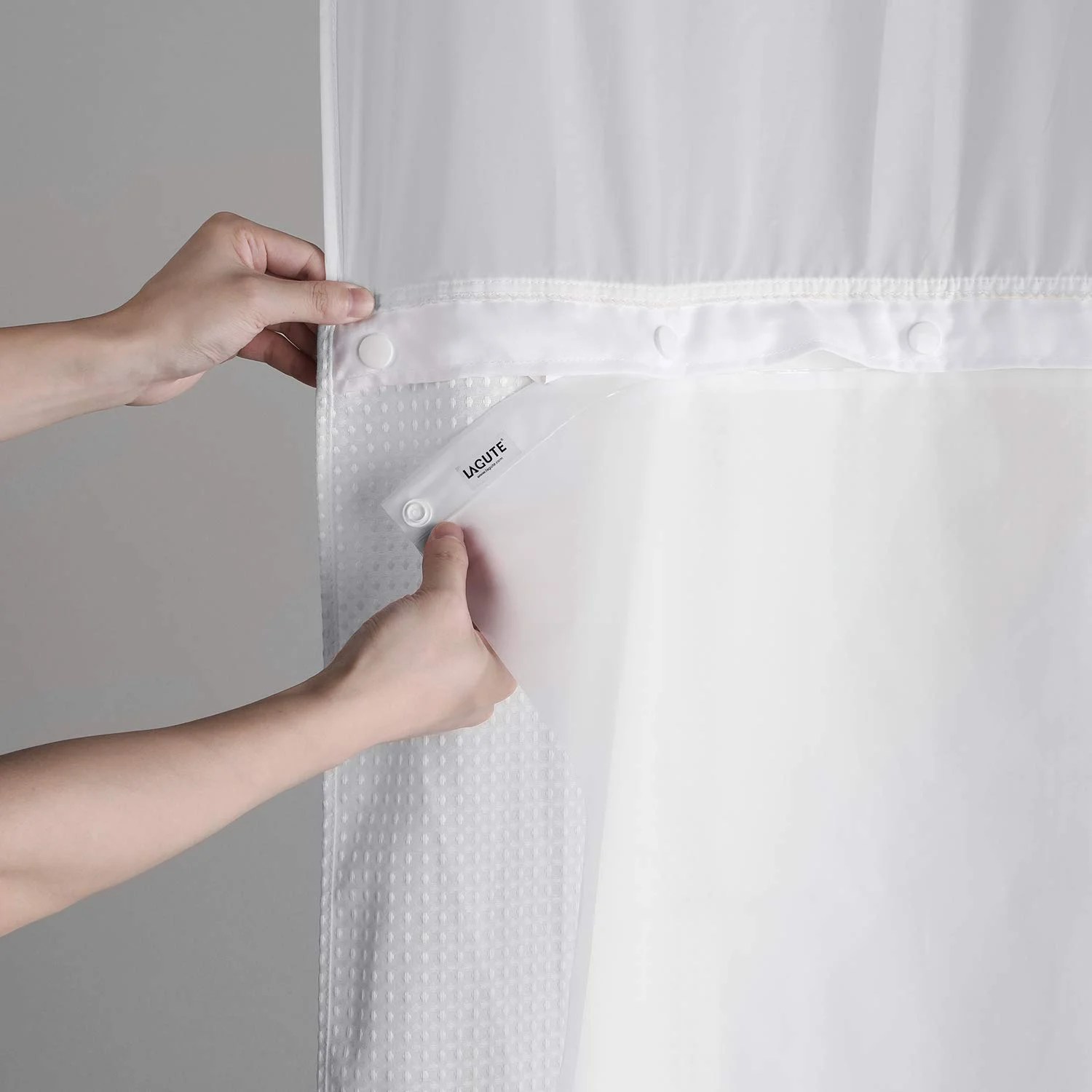 Lagute SnapHook Shower Curtain Replacement Snapin Liner, (2 Pack) PEVA