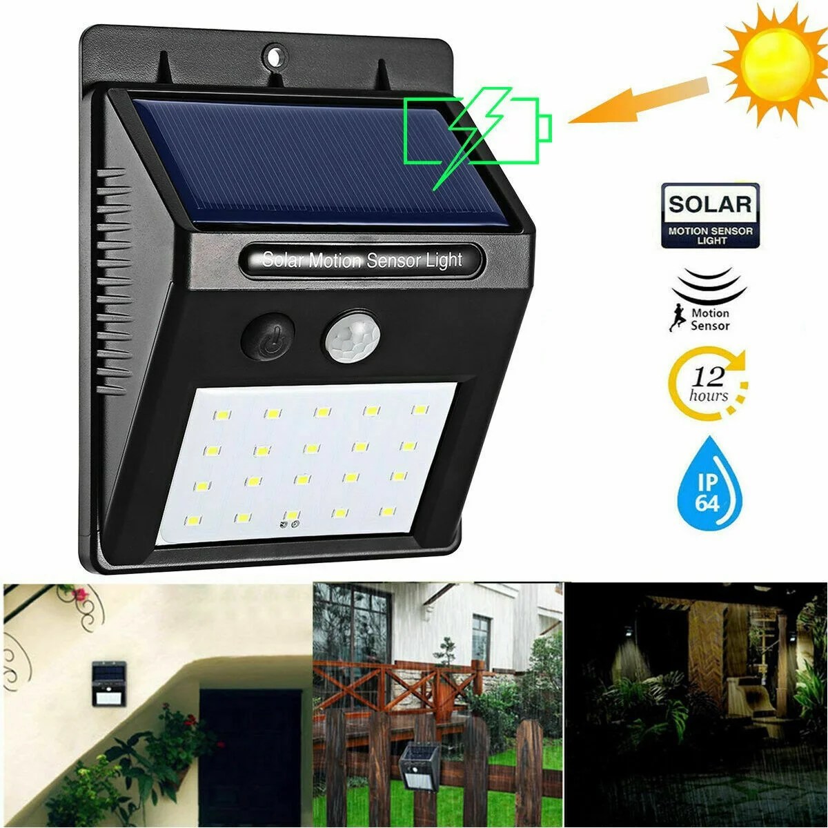 Solar Motion Sensor Lights, Wireless Solar Lights Outdoor Solar Motion Sensor Lights, Wireless Solar Lights Outdoor