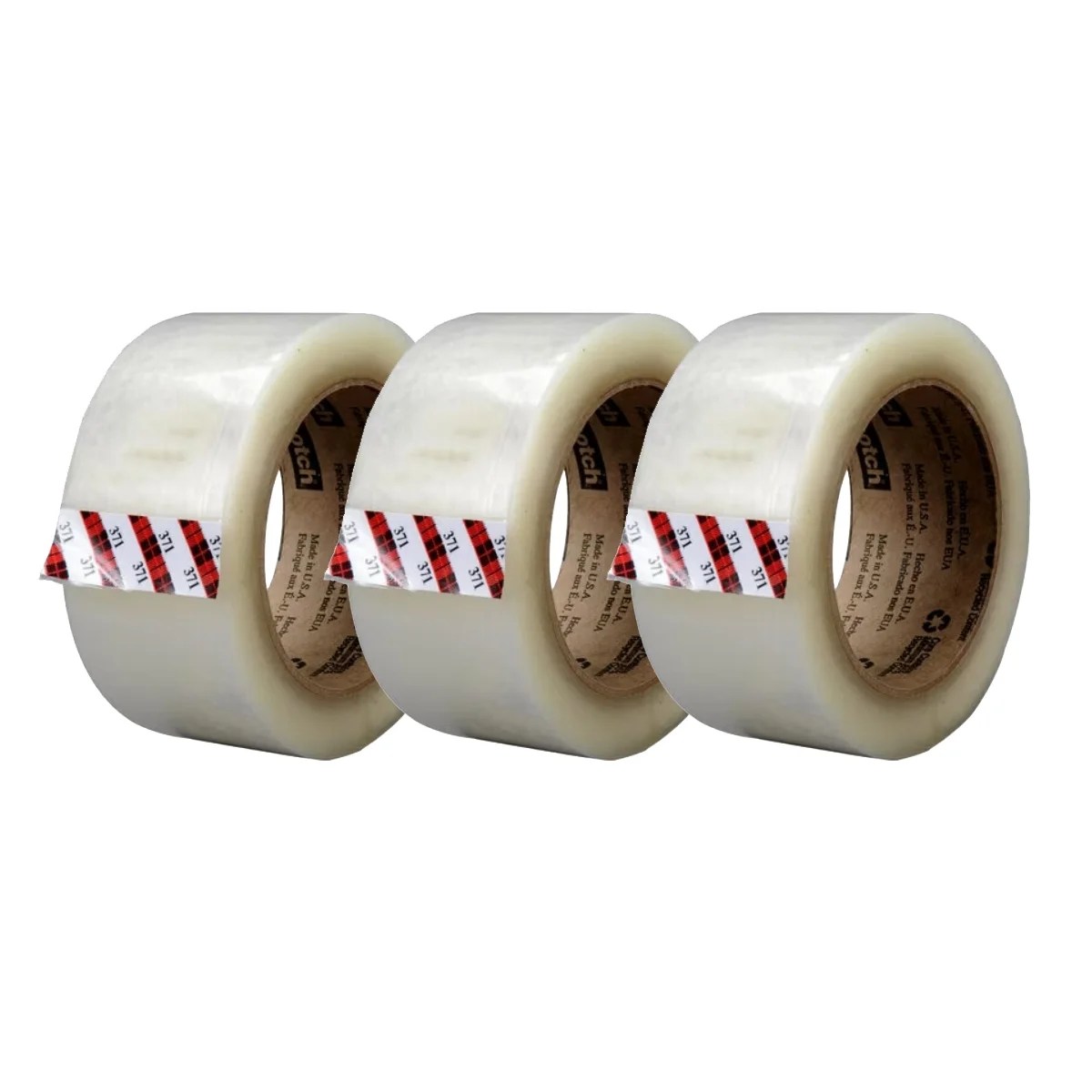 3M Scotch 371 Box Sealing Tape 2 in. X 110 Yds Clear 3Pack