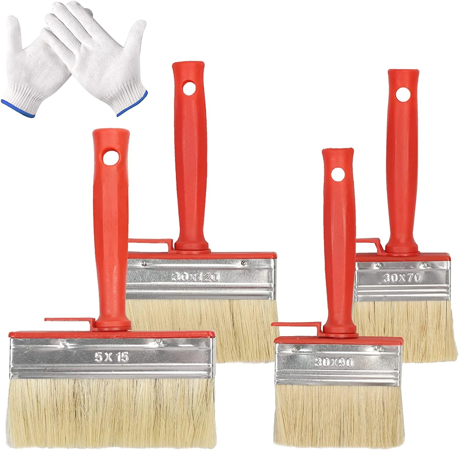 TAZEMAT 4pcs Flat Painting Brushes for Painting Walls Brush with