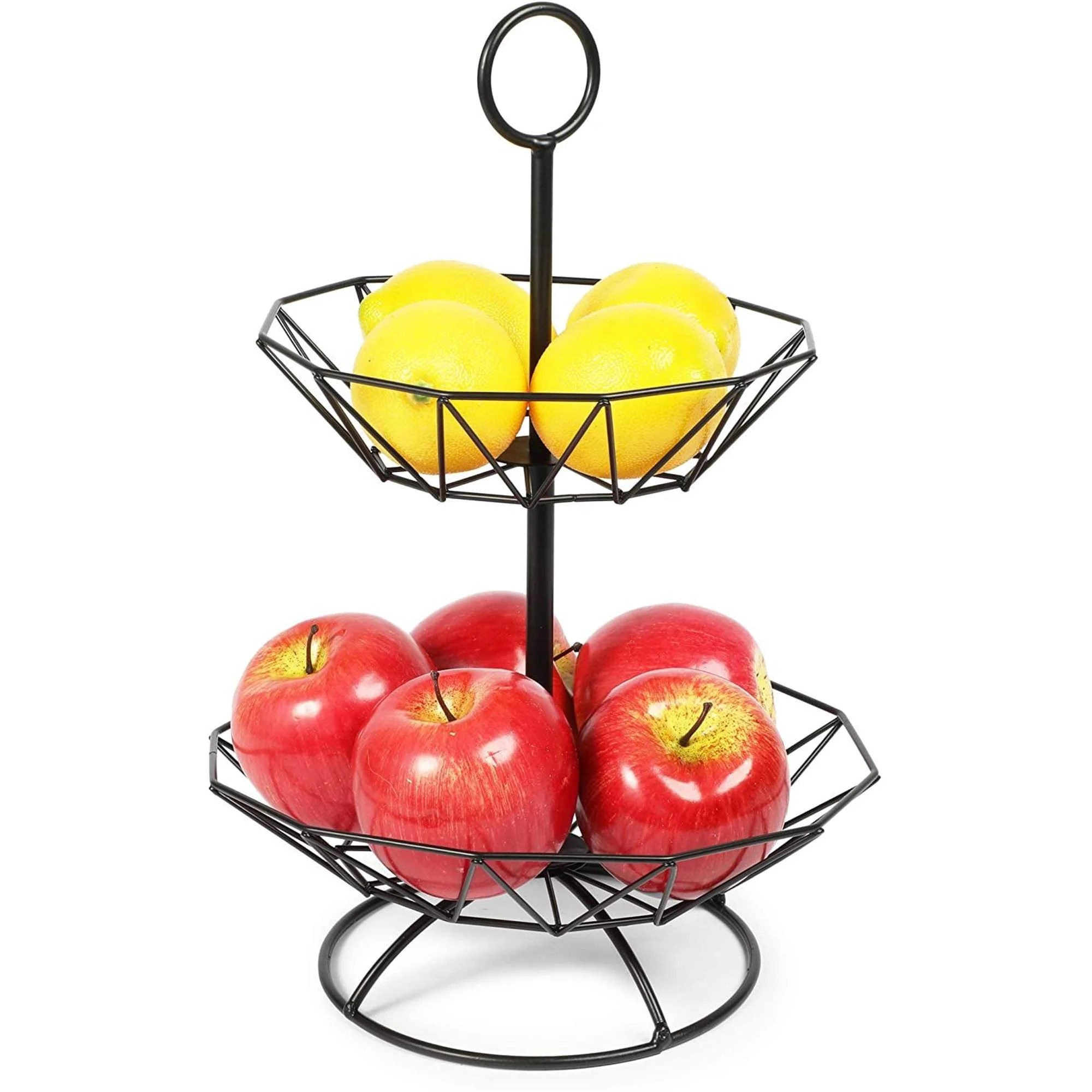 2 Tier Metal Wire Fruit Storage Basket Bowl Stand for