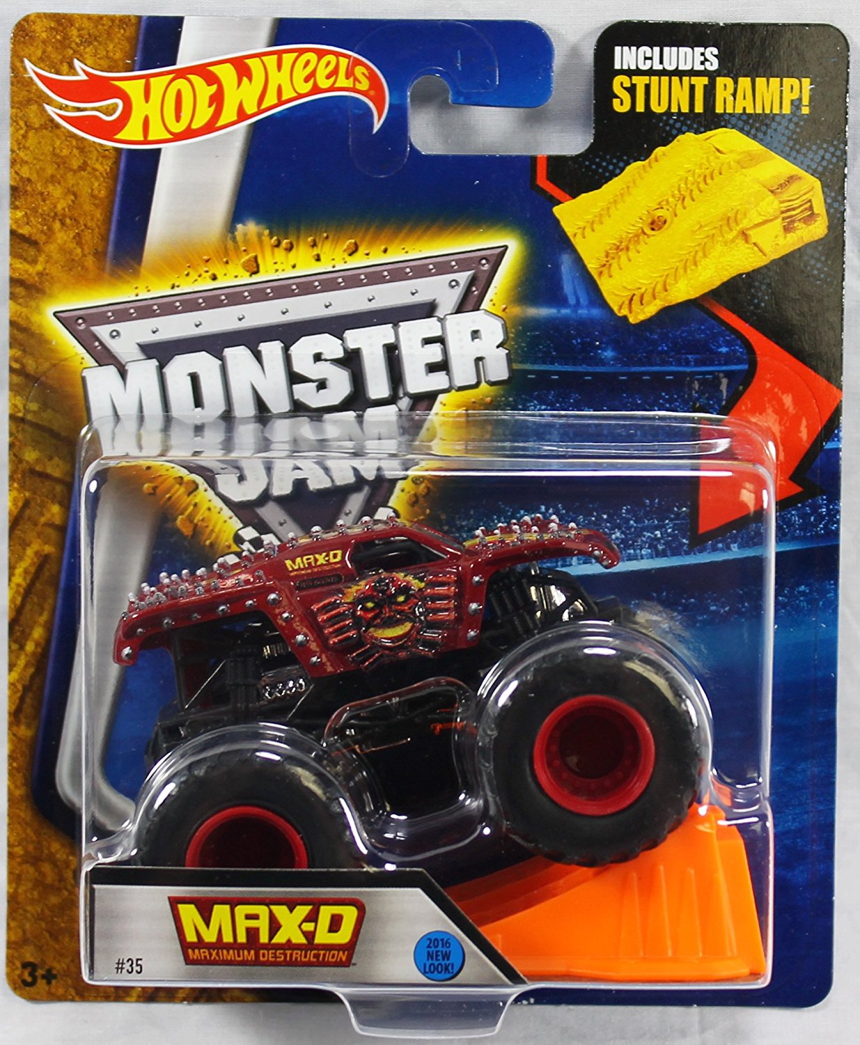 Monster Jam Max D Maximum Destruction Red 2016 New Look! Includes Stunt