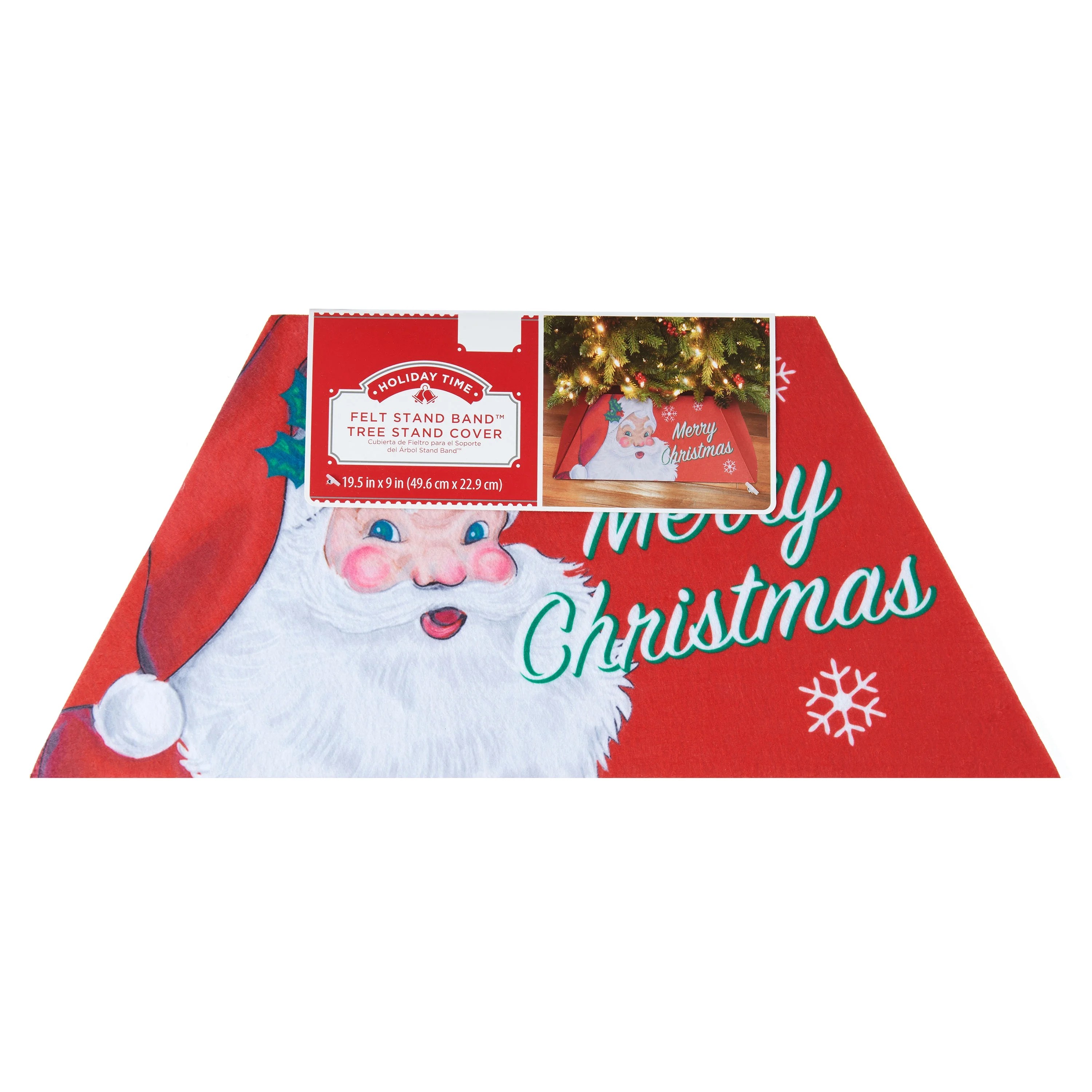 Holiday Time Merry Christmas Felt Stand Band Tree Stand Cover, 19.5" x