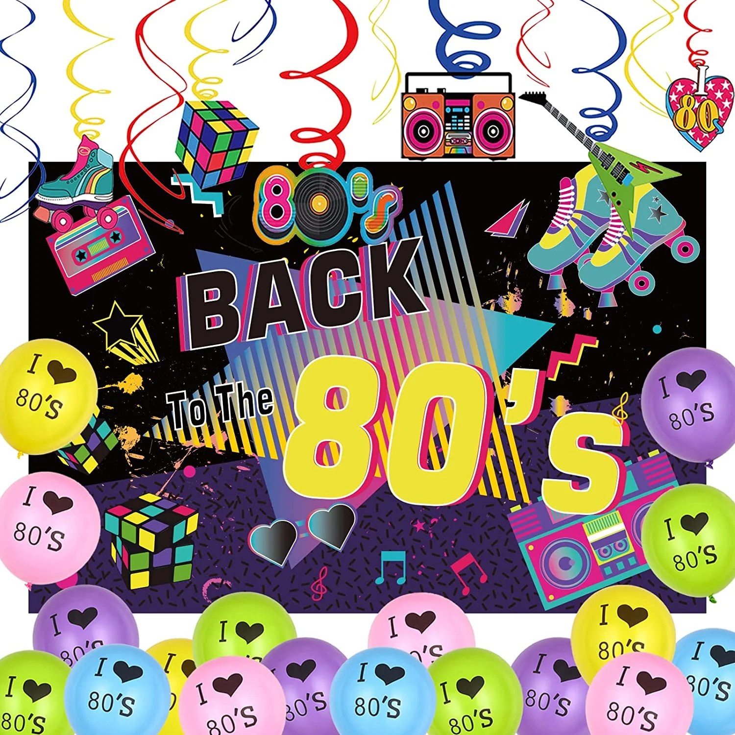80s Themed Party Decorations Back to the 80s Backdrop Retro Hanging
