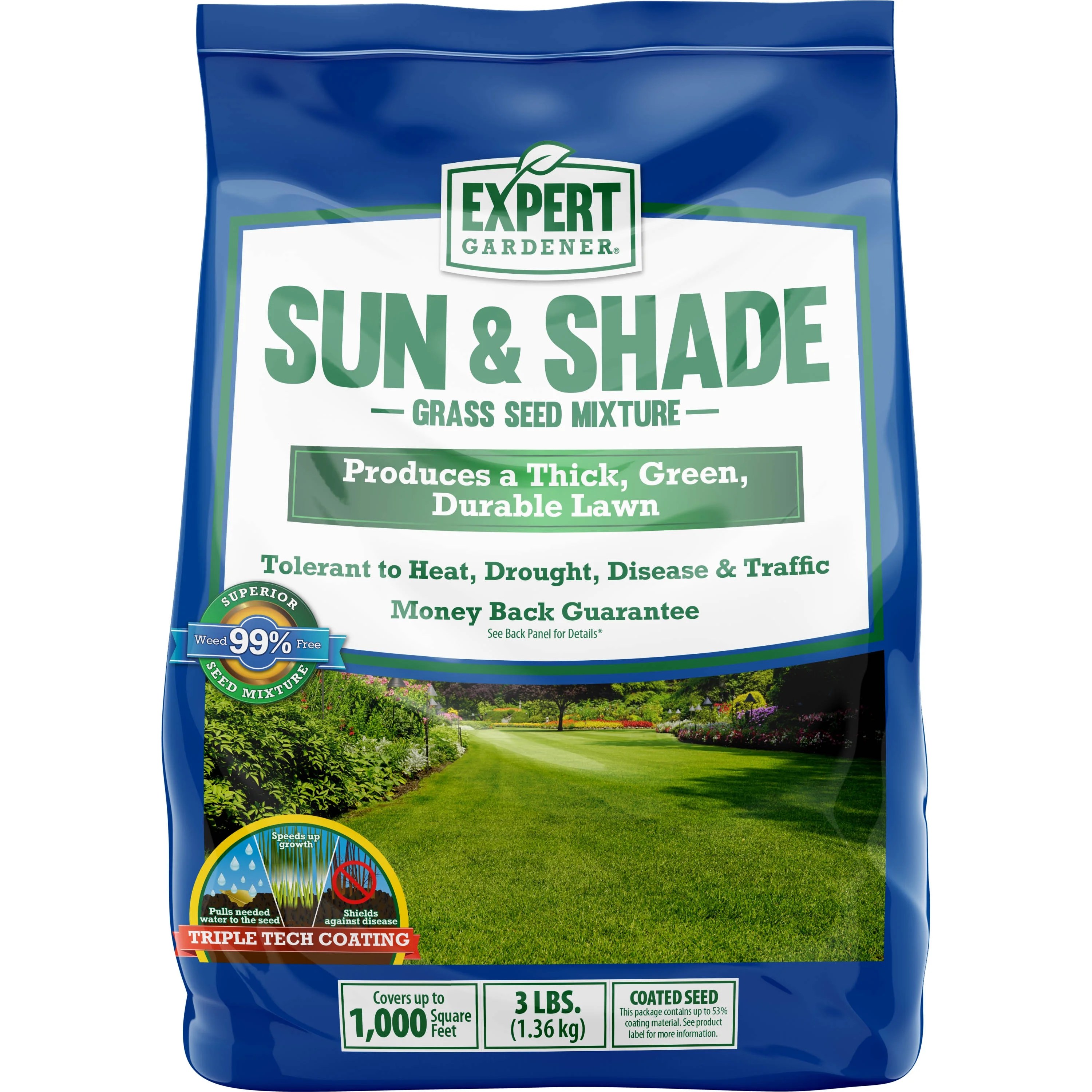 Expert Gardener Sun & Shade Grass Seed Southern Mix; 3 lb. Walmart