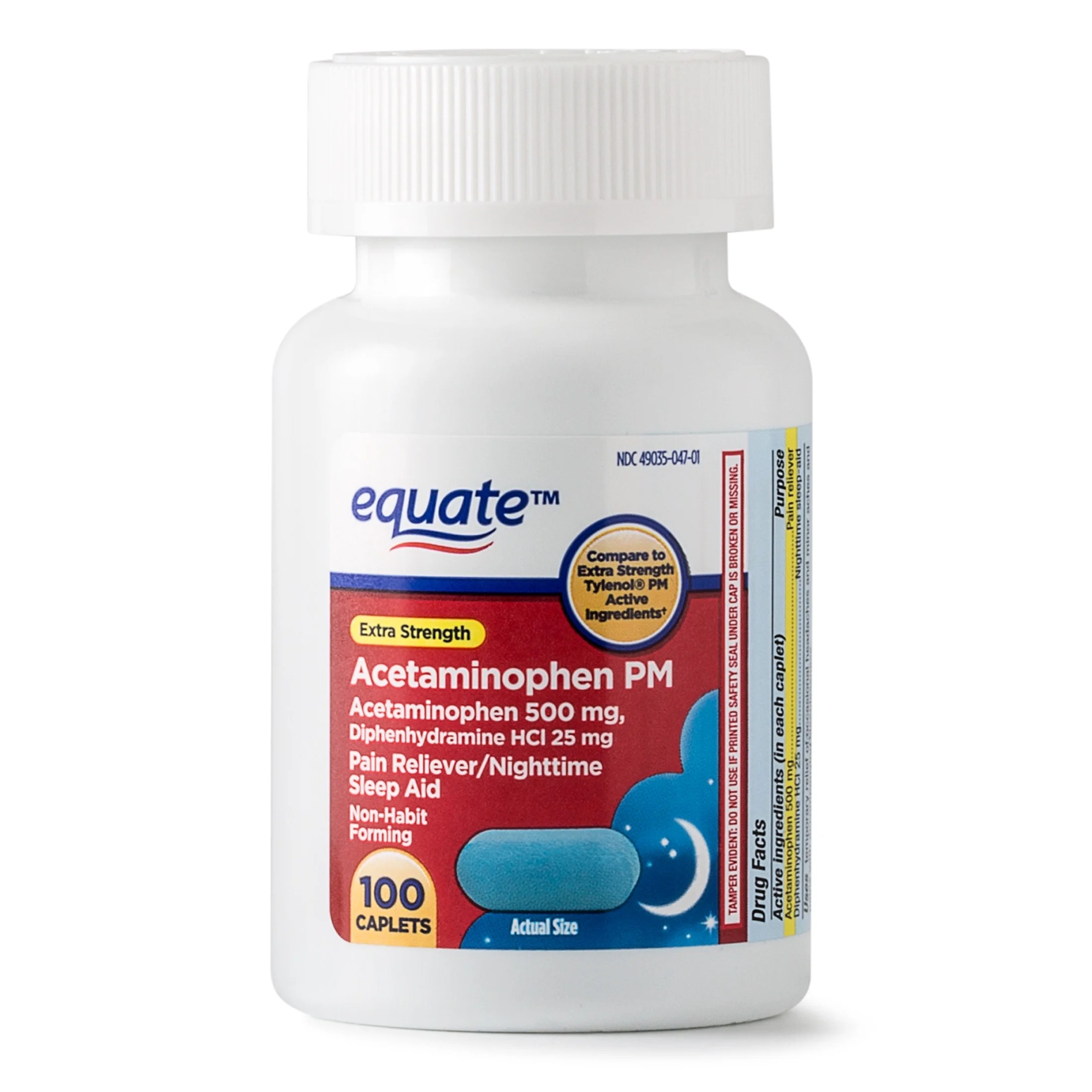 Equate Extra Strength Acetaminophen PM Caplets, 500 mg, 100 CT+ eBay