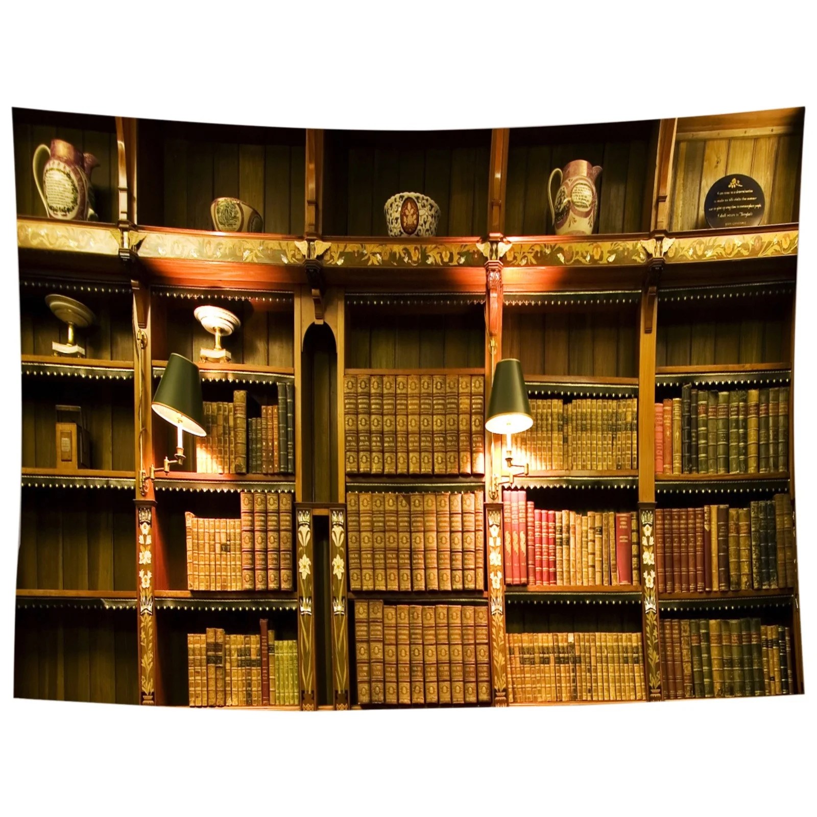 Vintage Bookshelf Tapestry Wall Hanging Retro Library Hippie Wall