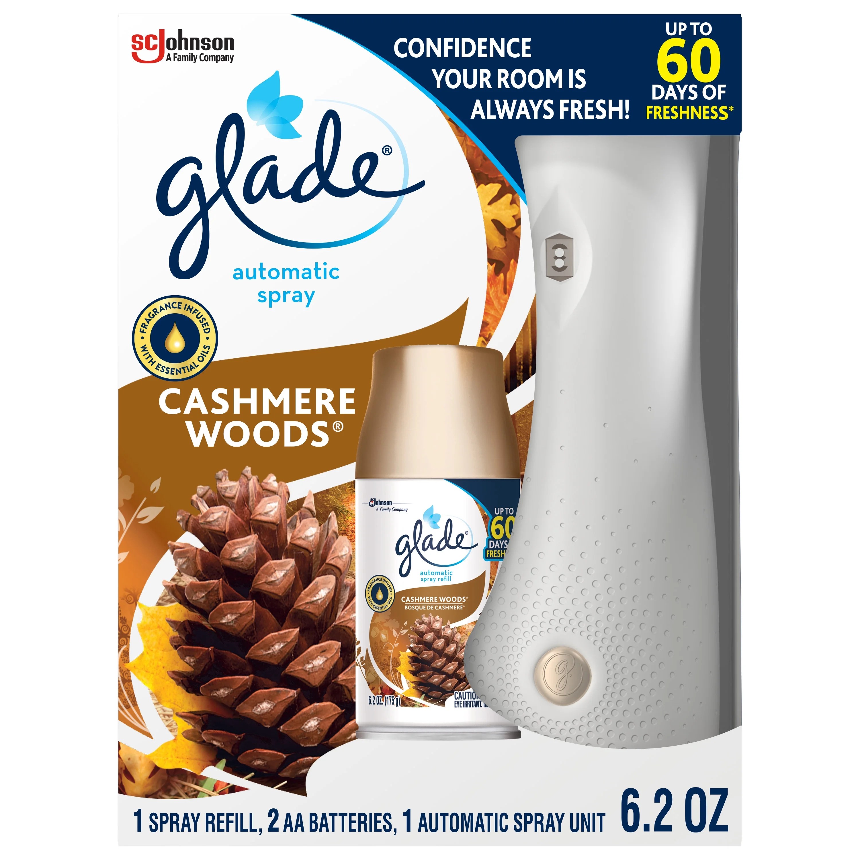 Glade Automatic Spray 1 Warmer + 1 CT Refill Starter Kit, Cashmere