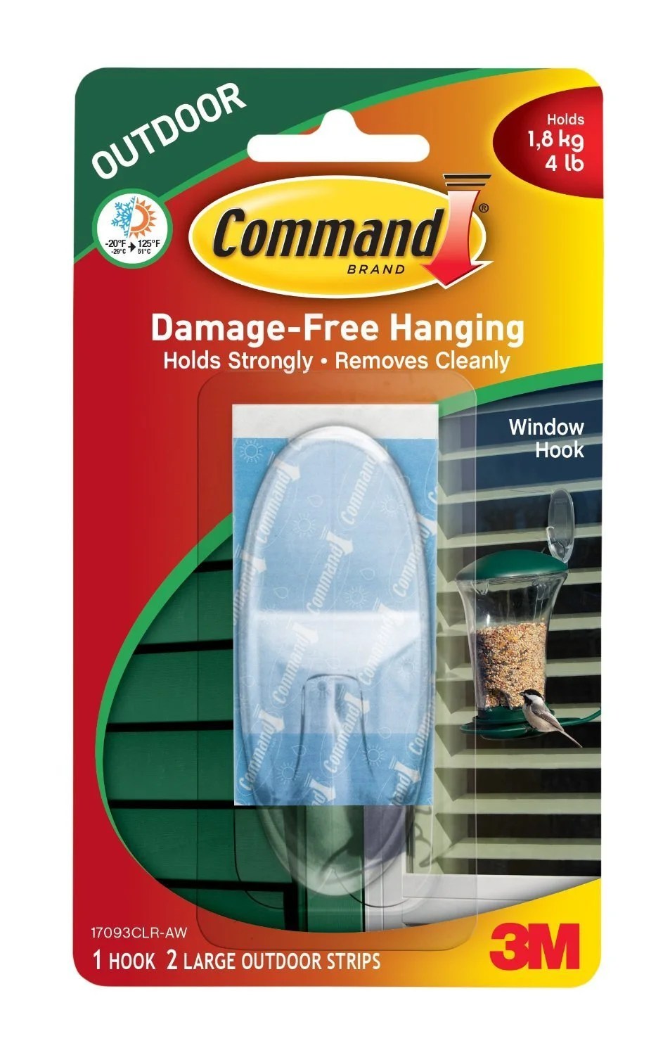 Command Outdoor Large Window Hook, Clear, 2Pack Walmart