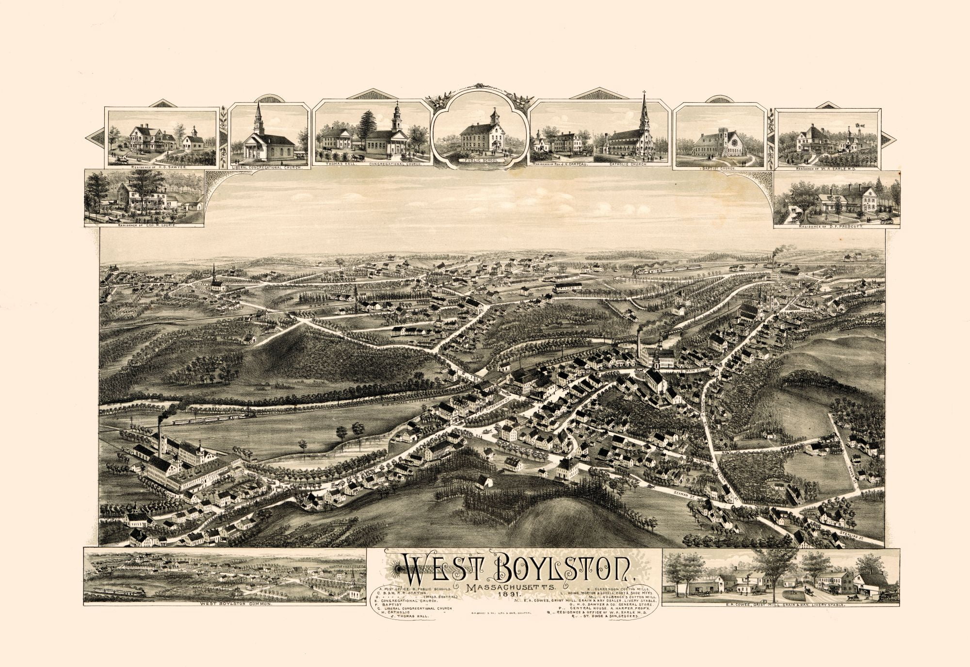 West Boylston Massachusetts 1891 33.36 x 23