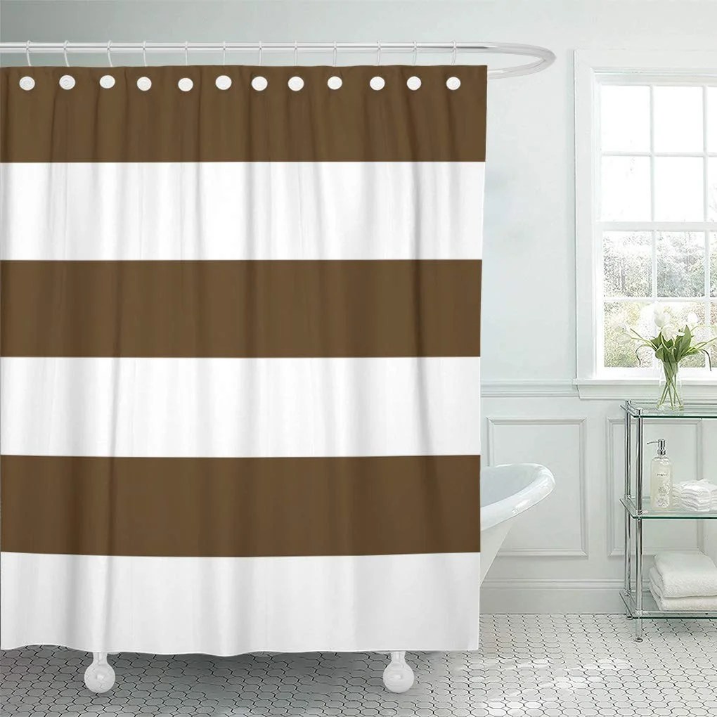 SUTTOM Brown Pattern Chocolate and White Bold Striped Lines Living
