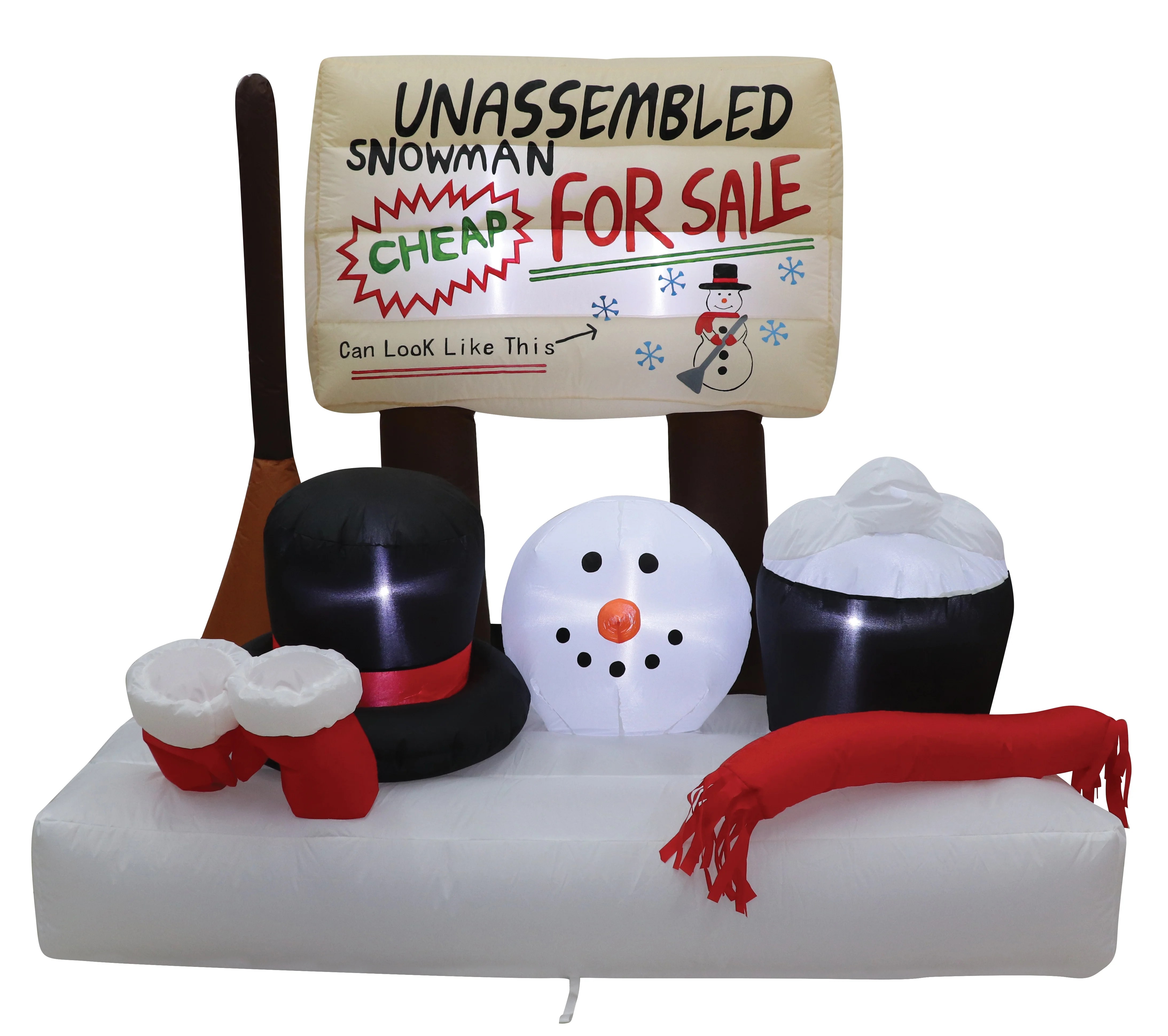 4' Air Blown Inflatable Christmas Unassembled Snowman Scene