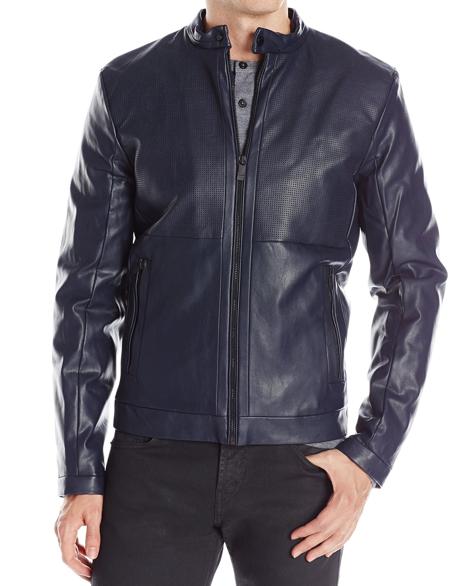 Calvin Klein Calvin Klein NEW Blue Mens Size Large L FauxLeather