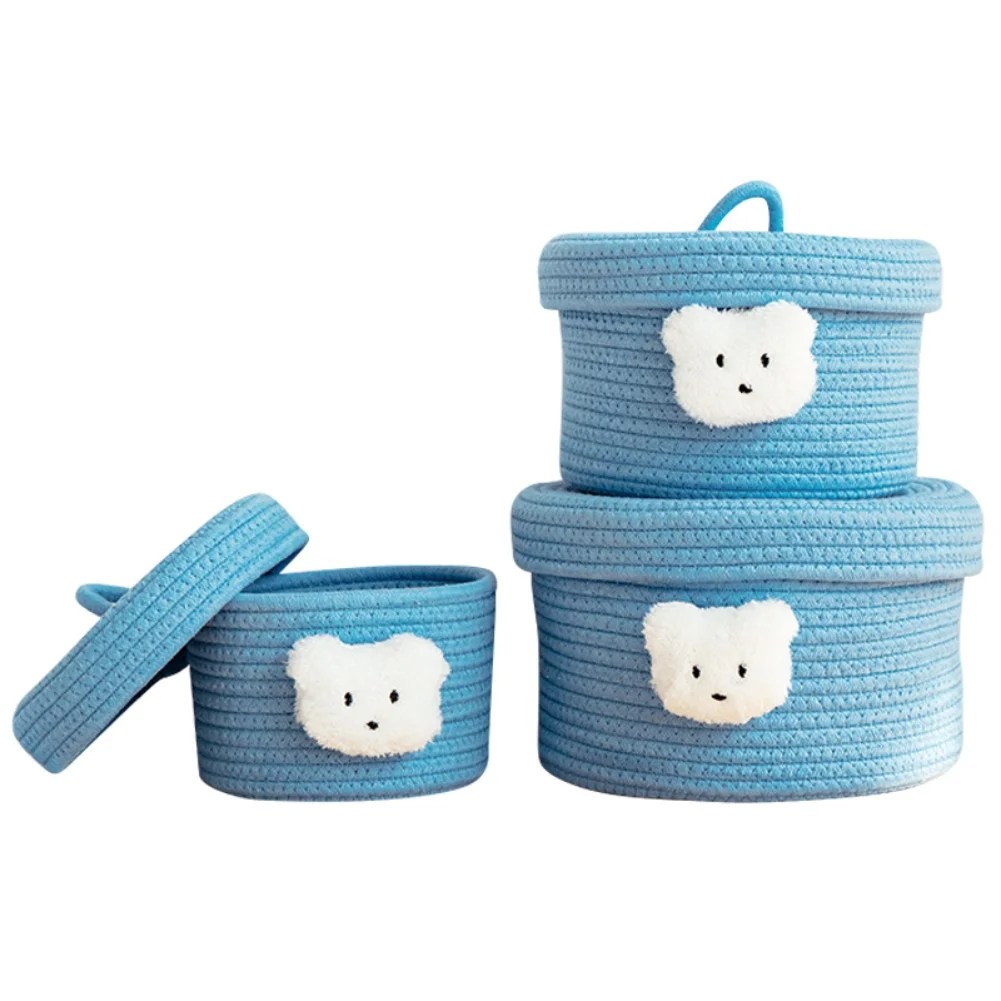 Round Baskets with Lids Set of 3 Decorative Baskets with Lids for