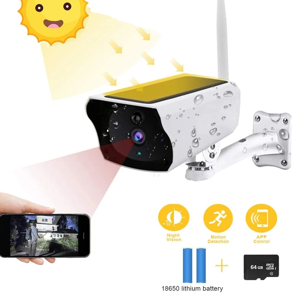 Solar Energy Outdoor Security Camera Wireless, 1080P HD Solar Powered