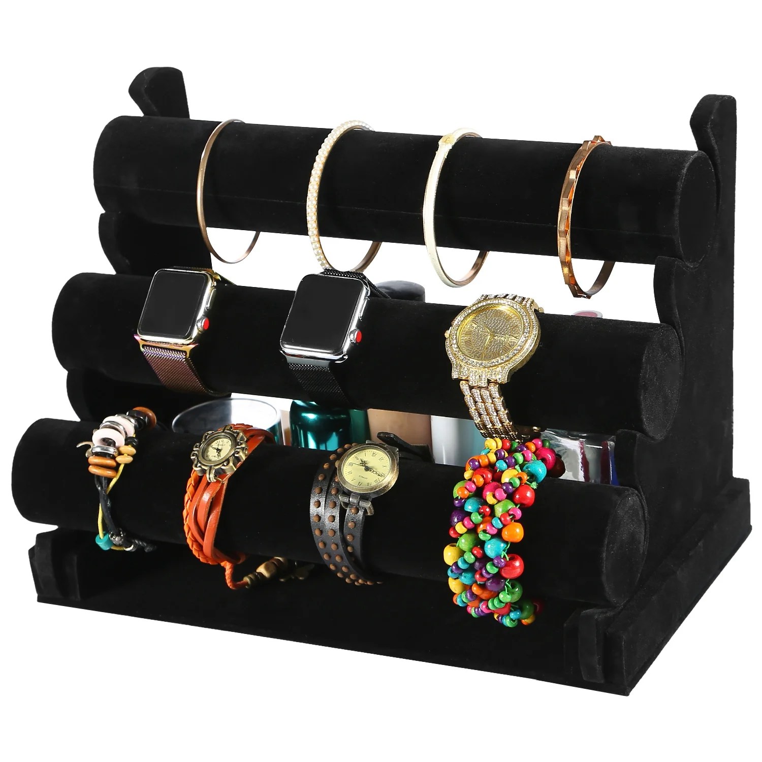 iMounTEK 3 Tier Velvet Jewelry Stand Removable Bracelet Holder Watch