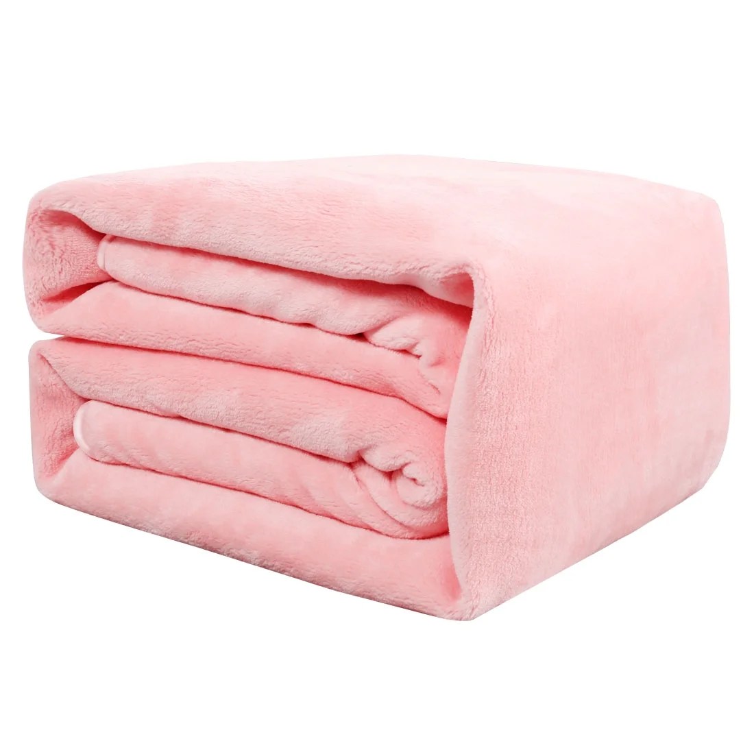 Plush Soft Warm Flannel Blanket Throw Light Pink 78 x 90 Inch