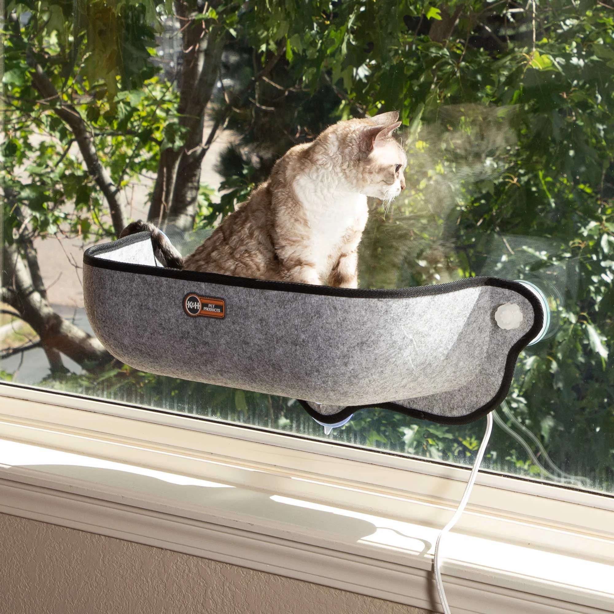 K&H Pet Products EZ Mount ThermoKitty Window Bed ExtraDeep Gray 27 X