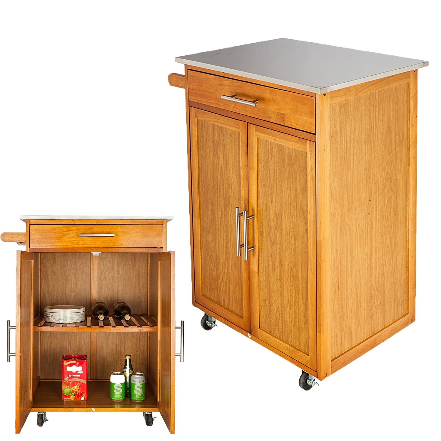 Zimtown Kitchen Island Cart with DropLeaf Tabletop,Large Trolley Cart Zimtown Kitchen Island Cart with DropLeaf Tabletop,Large Trolley Cart