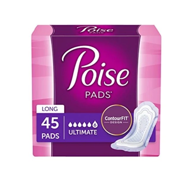 poise incontinence overnight pads, ultimate absorbency, long, 45 count