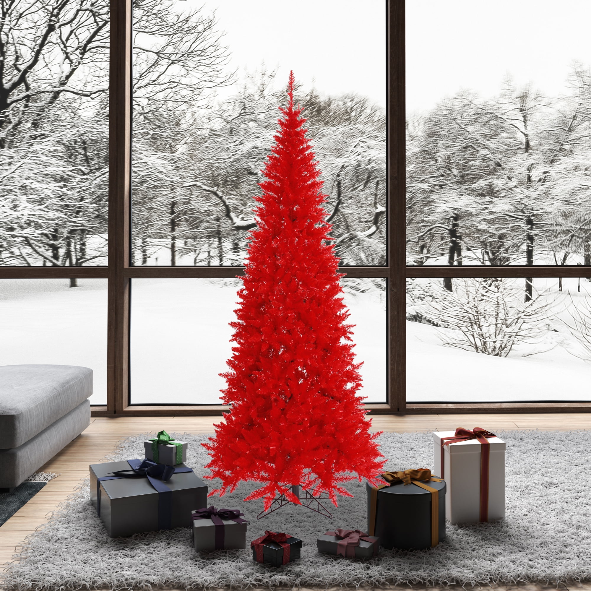 Buy Vickerman 6.5' Red Fir Artificial Christmas Tree, Unlit Online at