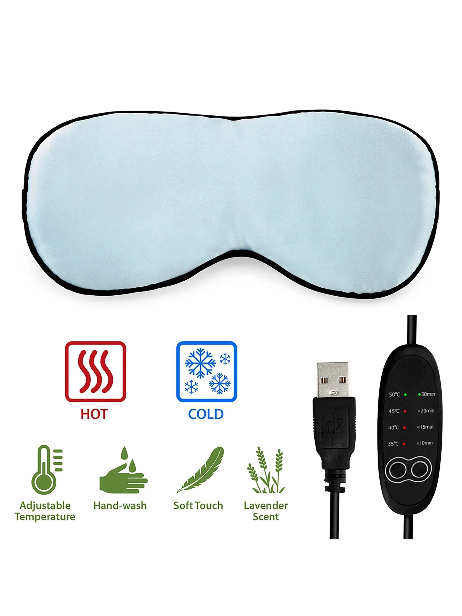 Heated cold Eye Mask with USB Temperature Control Cooling Gel for Puffy
