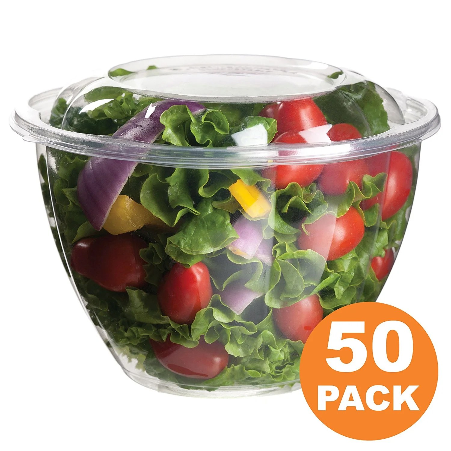 Clear Plastic Bowl With Dome Lids for Salads Fruits Parfaits, 48oz