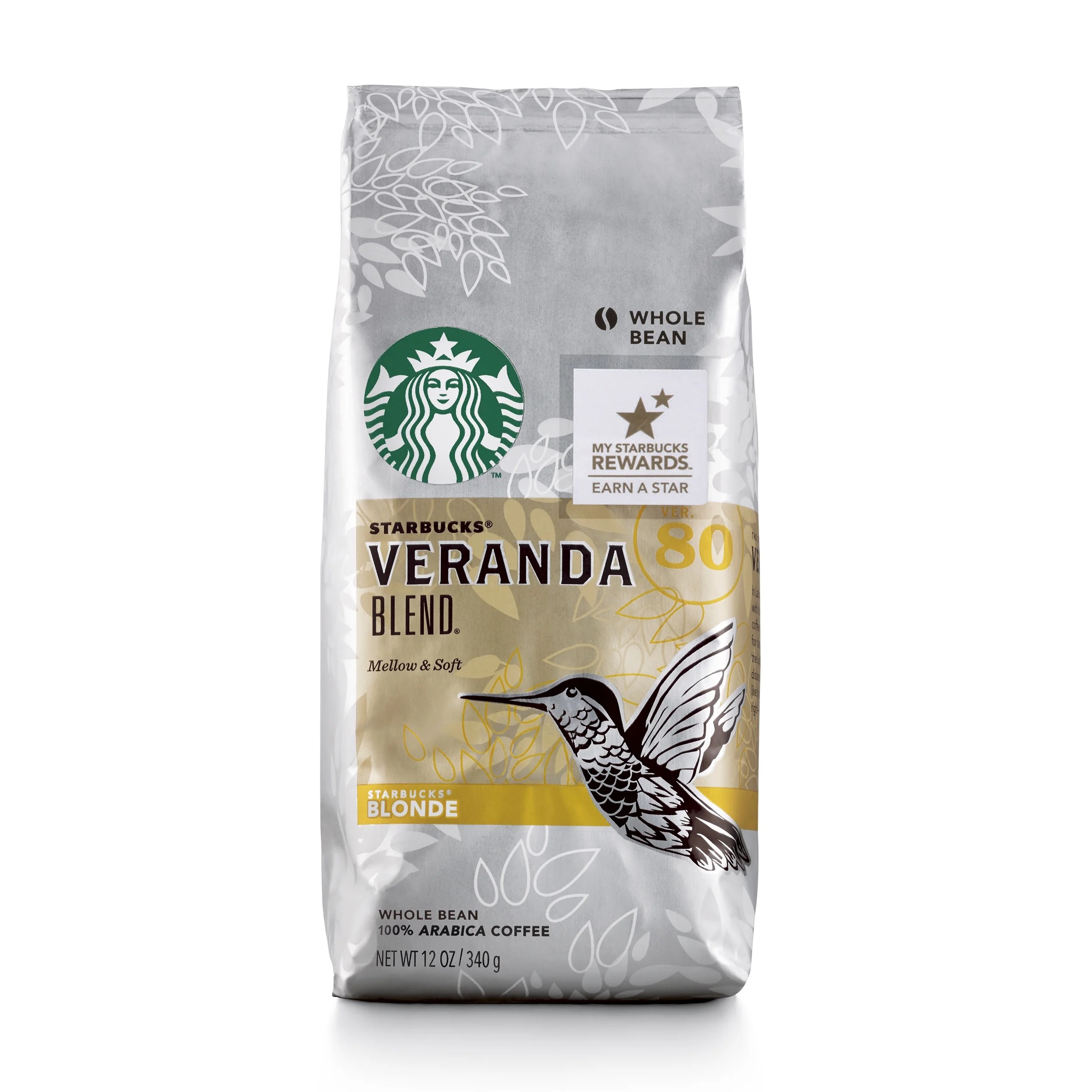 Starbucks Veranda Blend Light Blonde Roast Whole Bean Coffee, 12Ounce