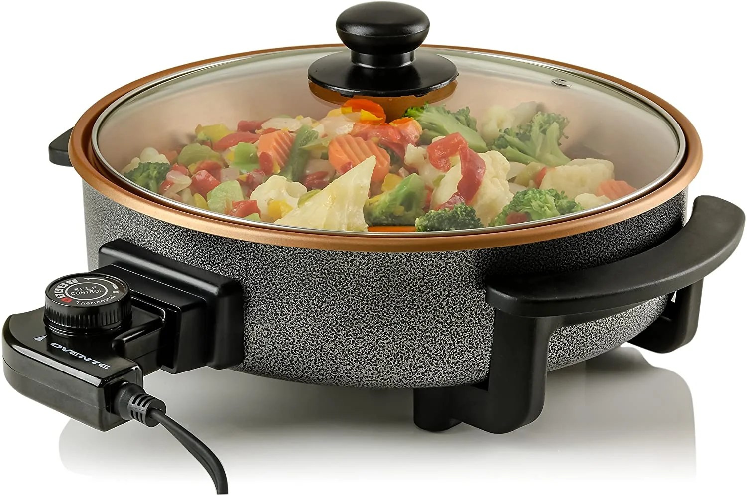 Ovente 12 Inch Electric Kitchen Skillet with Nonstick Aluminum Coated