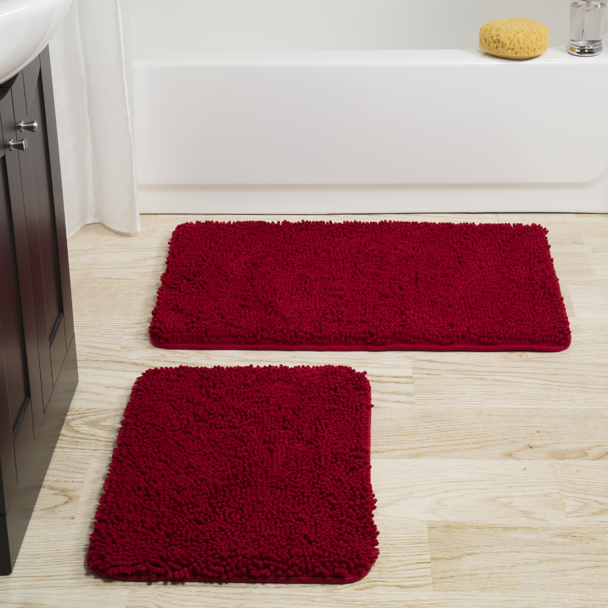 Lavish Home 2Piece Memory Foam Bath Mat Set with NonSlip Base