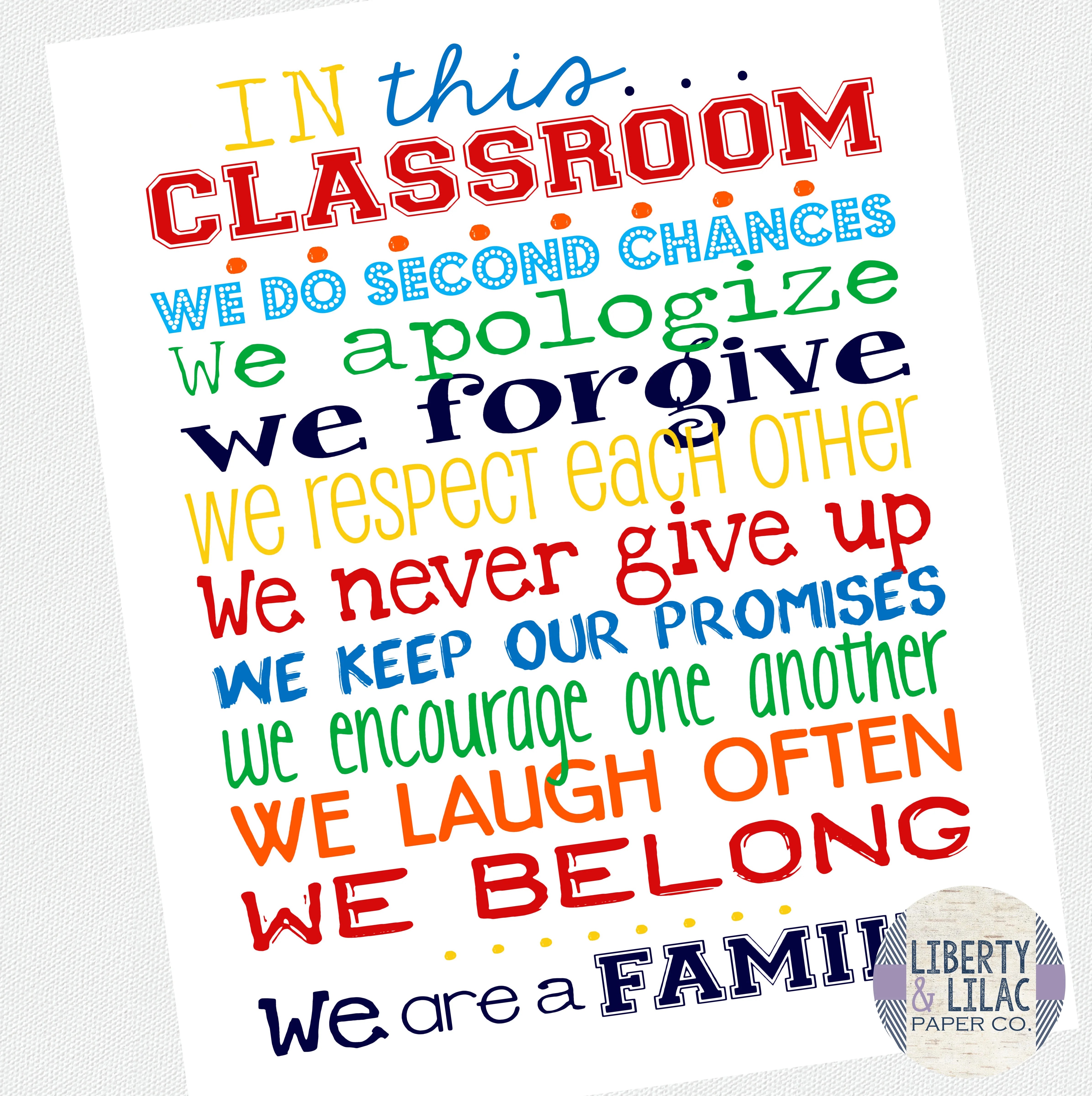 16x20" Classroom Poster In This Classroom Art Inspirational Poster for