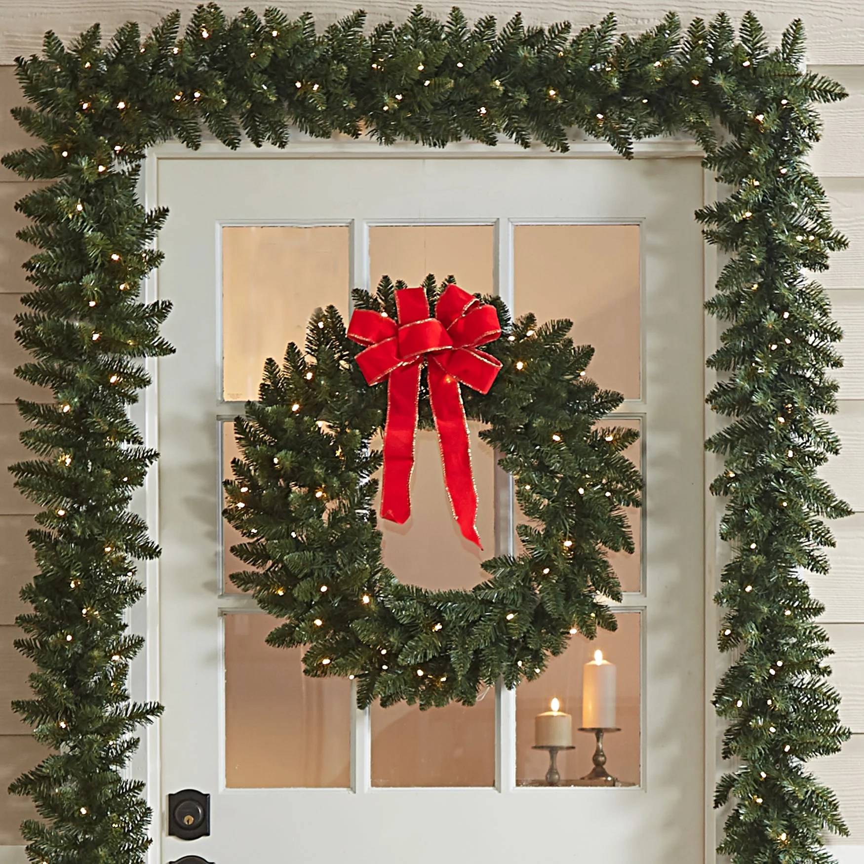 BrylaneHome Christmas PreLit Arrow Tip Wreath