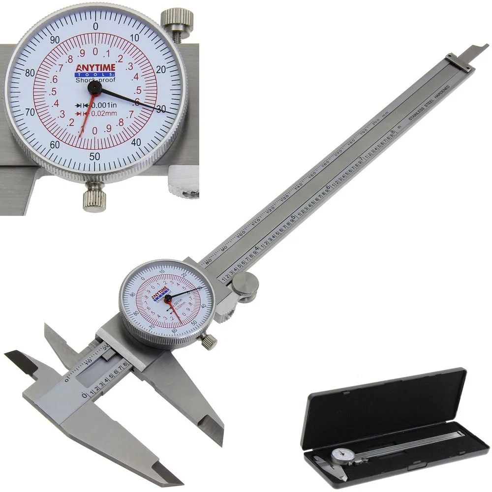Anytime Tools Dial Caliper 8" / 200mm DUAL Reading Scale METRIC SAE