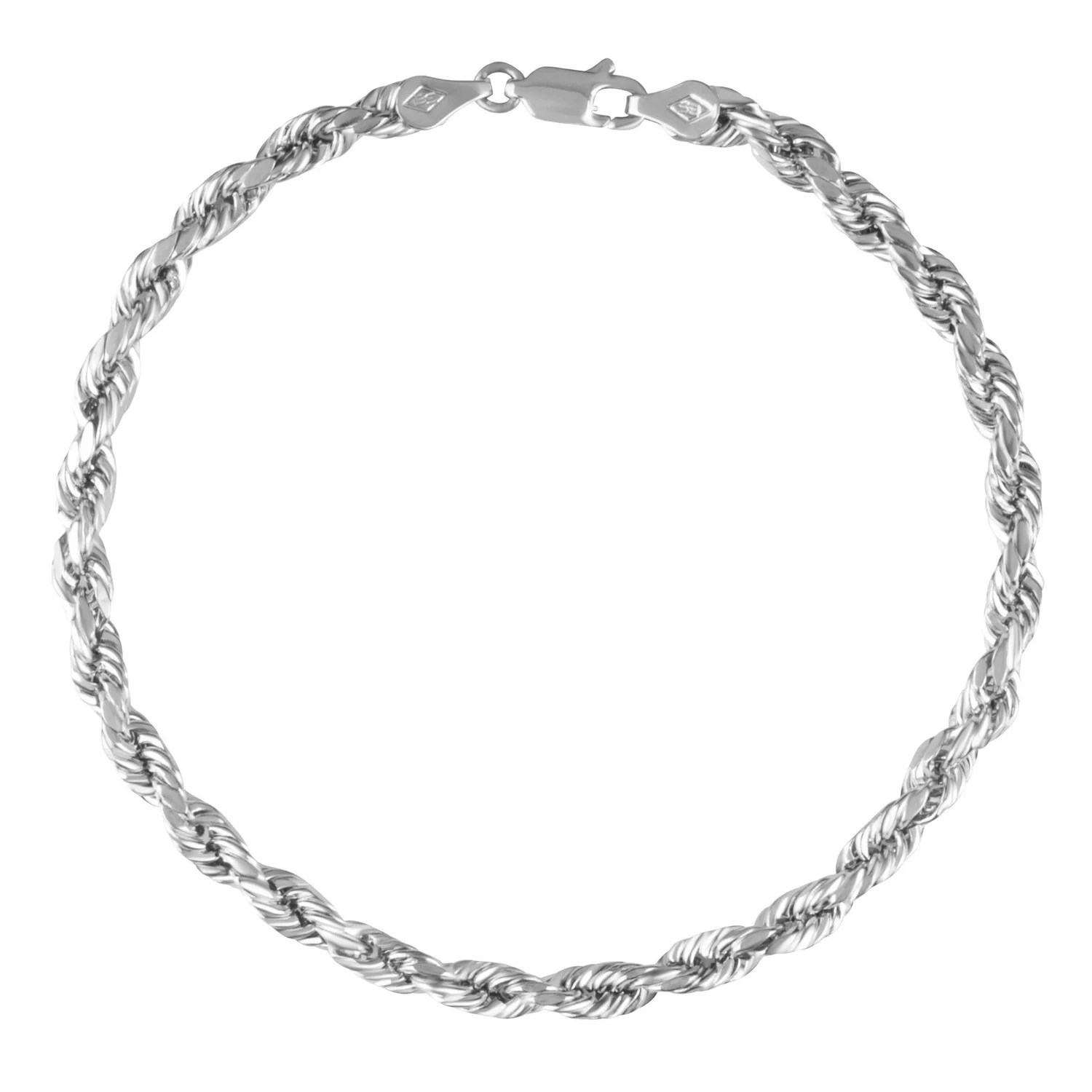 Juliette Collection 14K White Gold Rope Chain Bracelet for Men and