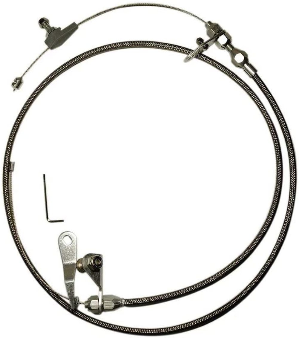 buy them safely BYS Technology Stainless Braided Kick Down Cable Transmission Detent Kickdown