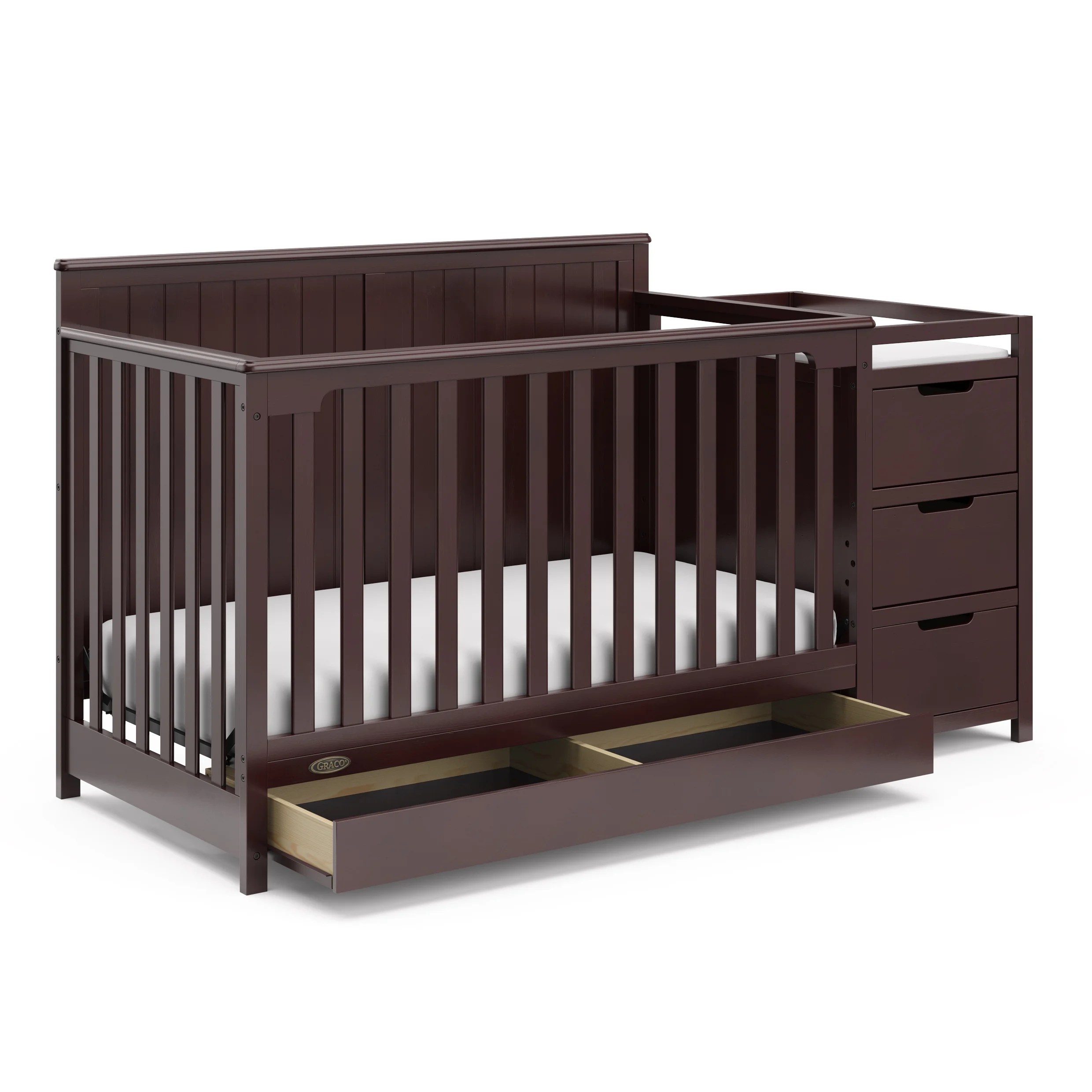 Graco Hadley 4in1 Convertible Crib and Changer with Drawer, Espresso