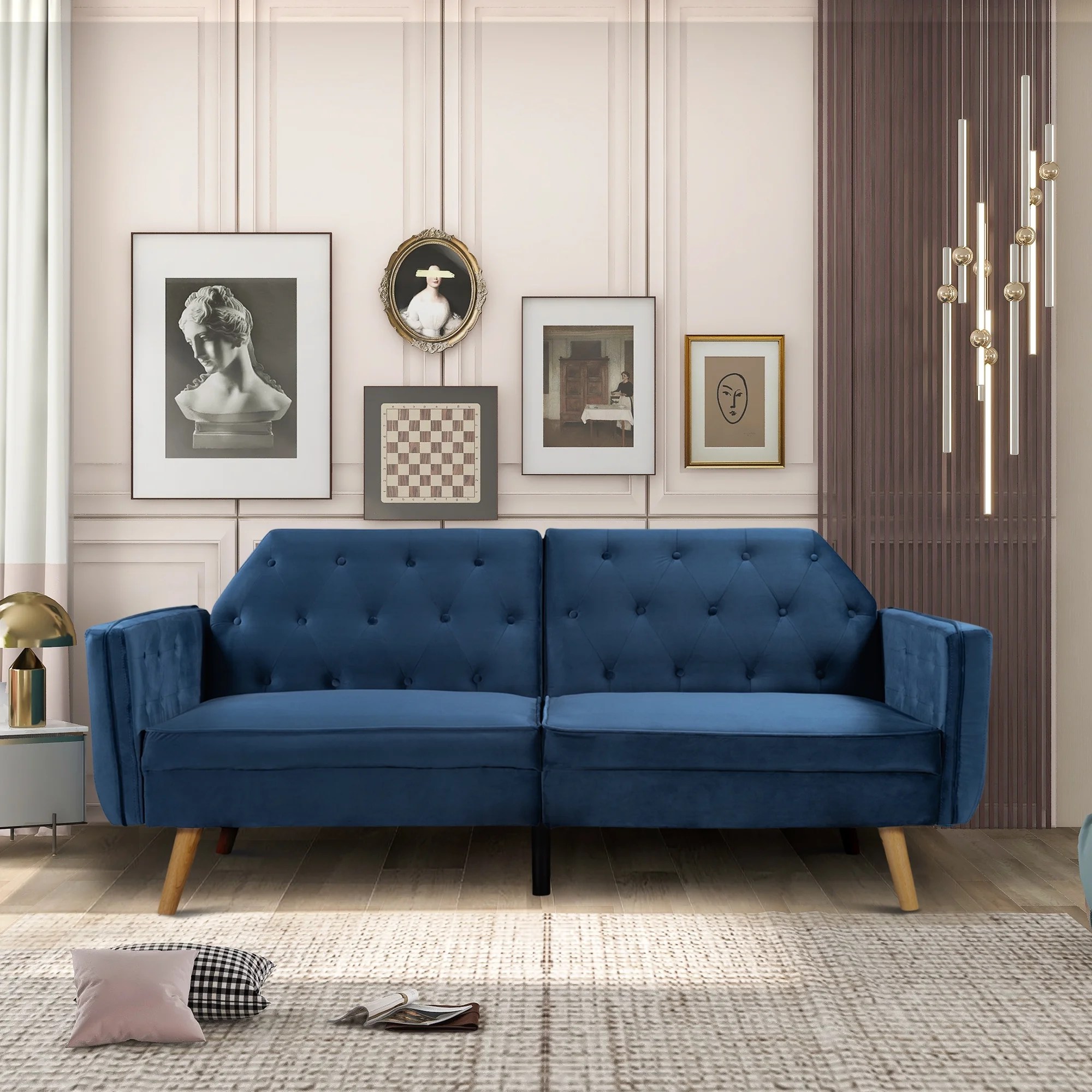 Upholstered Convertible Sofa Bed, 3Seater Futon Sofa Bed Folding