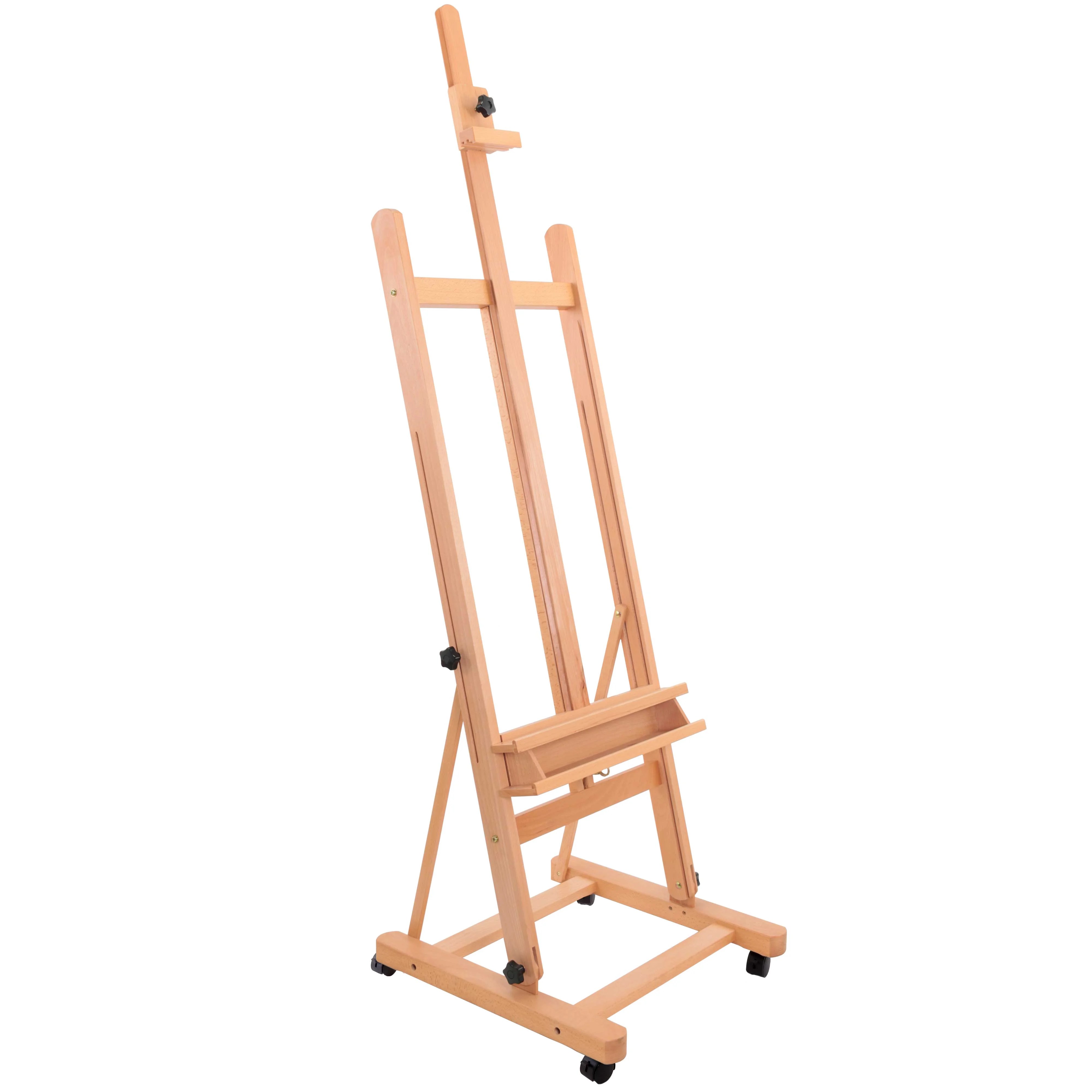 U.S. Art Supply Wooden HFrame Studio Easel with Artist Tray, Wheels U.S. Art Supply Wooden HFrame Studio Easel with Artist Tray, Wheels