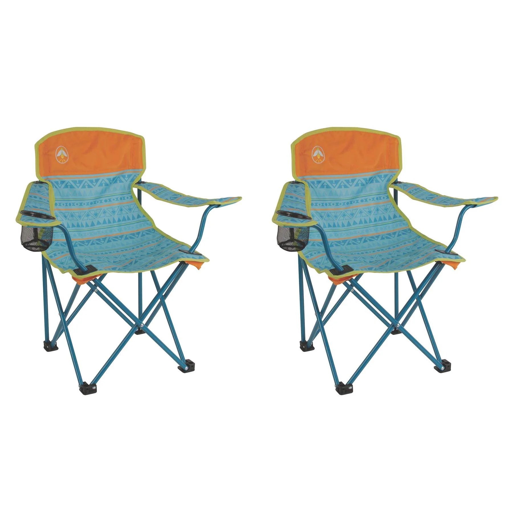 Coleman Kids Camping GlowintheDark Teal Quad Chairs (2 Pack) 2 x